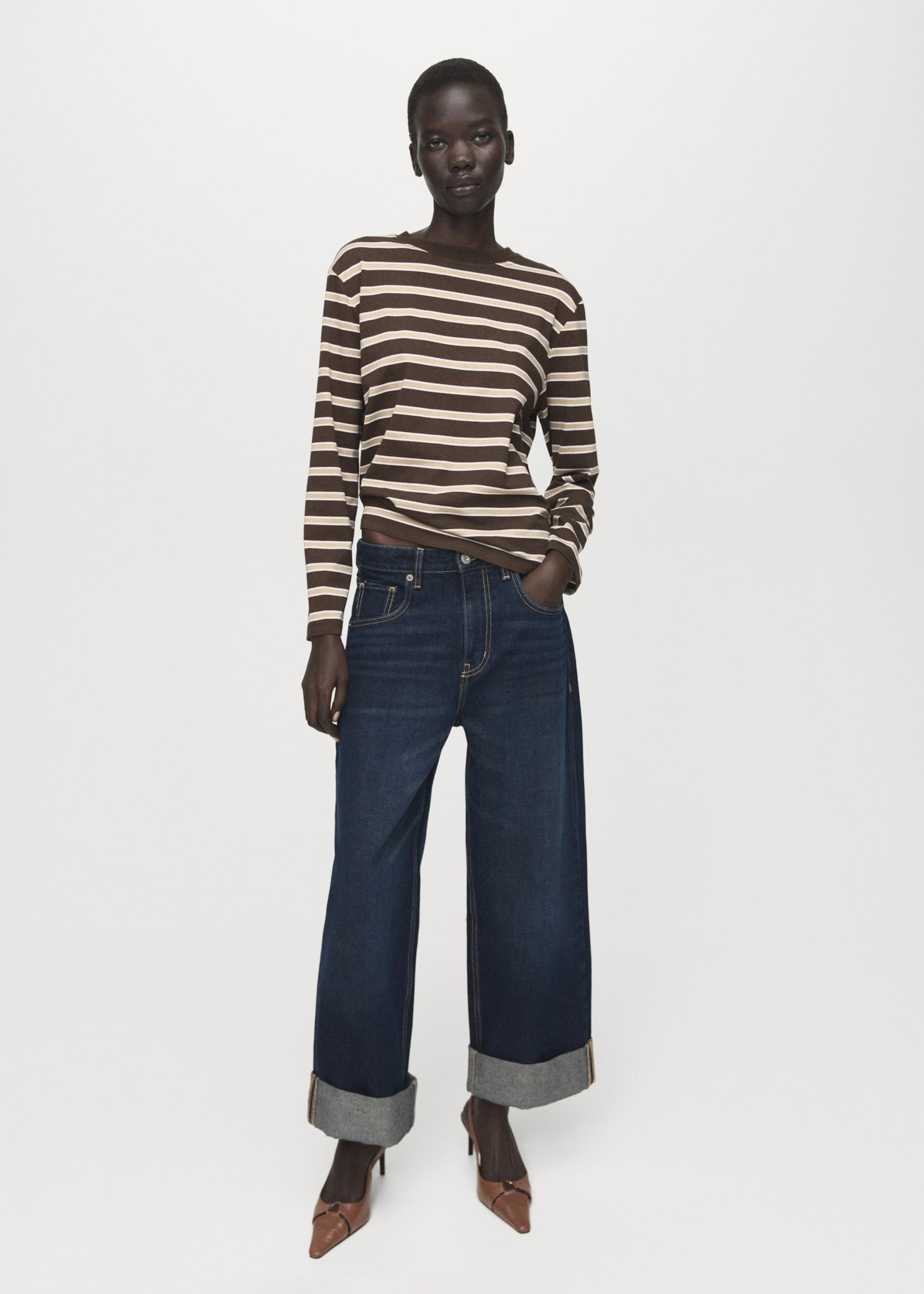 Long-sleeved striped t-shirt - General plane, Brown. Ref: 27001358-00.