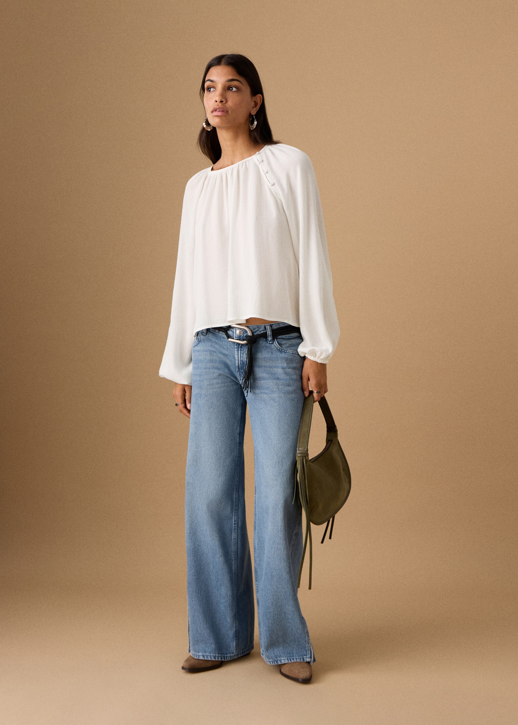 Blouse with lurex details - General plane, Off White. Ref: 27001513-00.