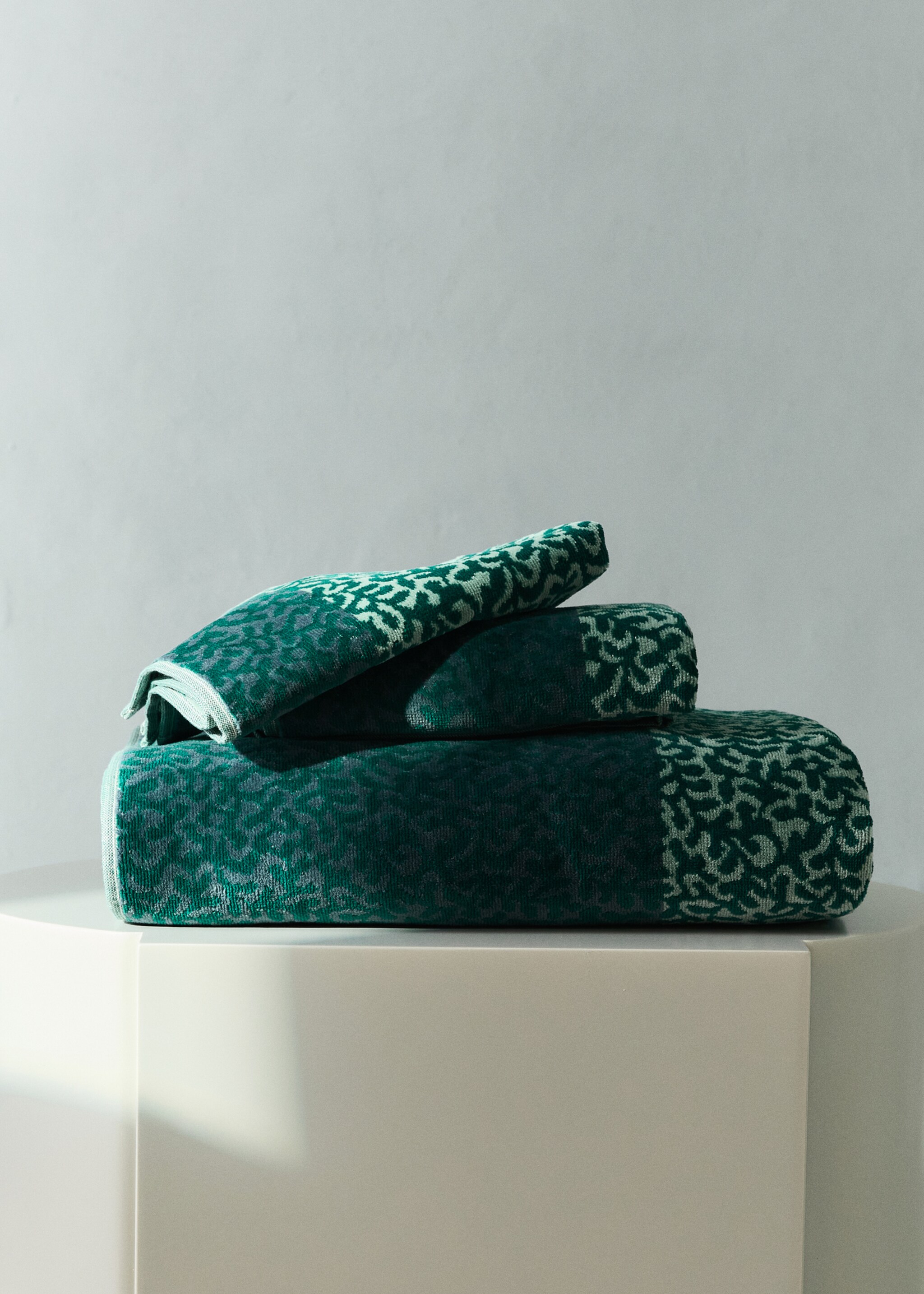 Jacquard cotton terry animal washbasin towel - General plane, Aqua Green. Ref: 27001583-00.