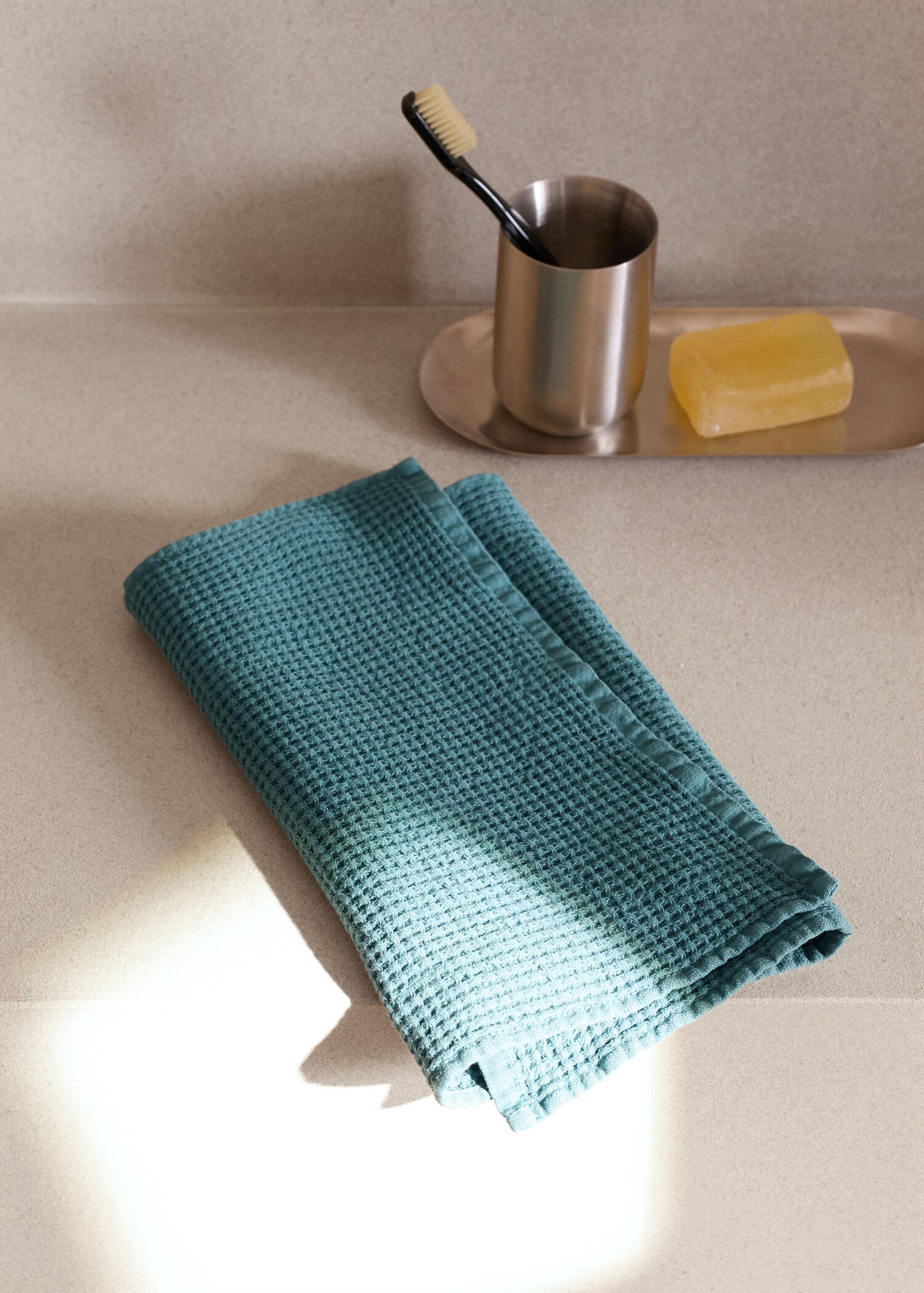 Cotton hand towel mini waffle garment-wash - General plane
