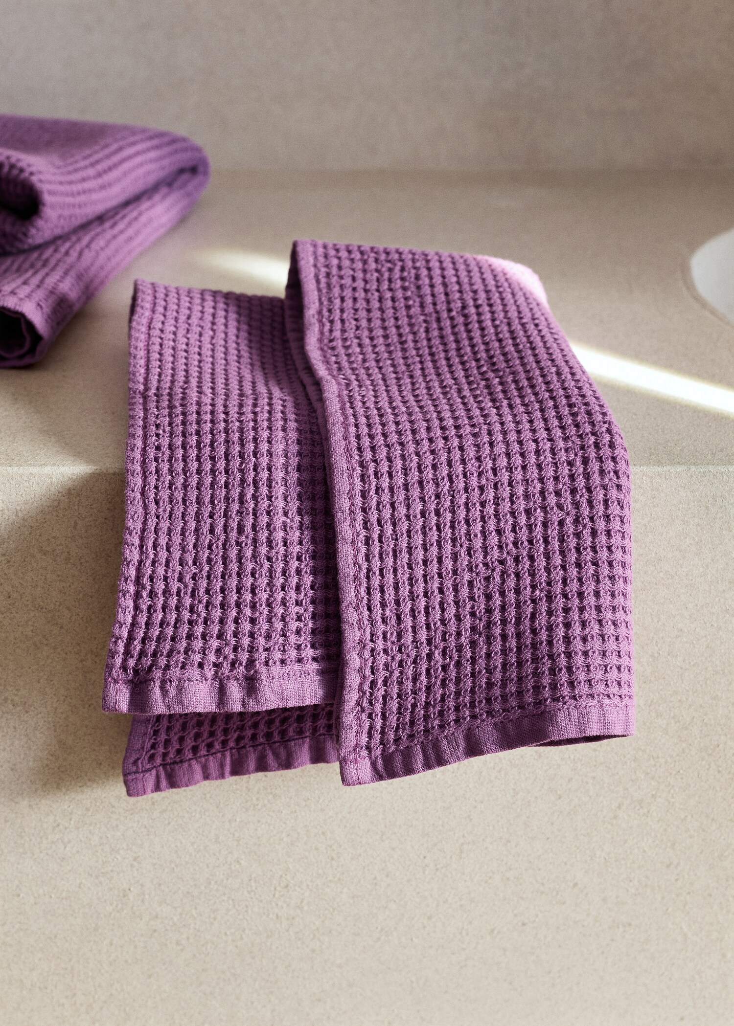 Cotton hand towel mini waffle garment-wash - General plane