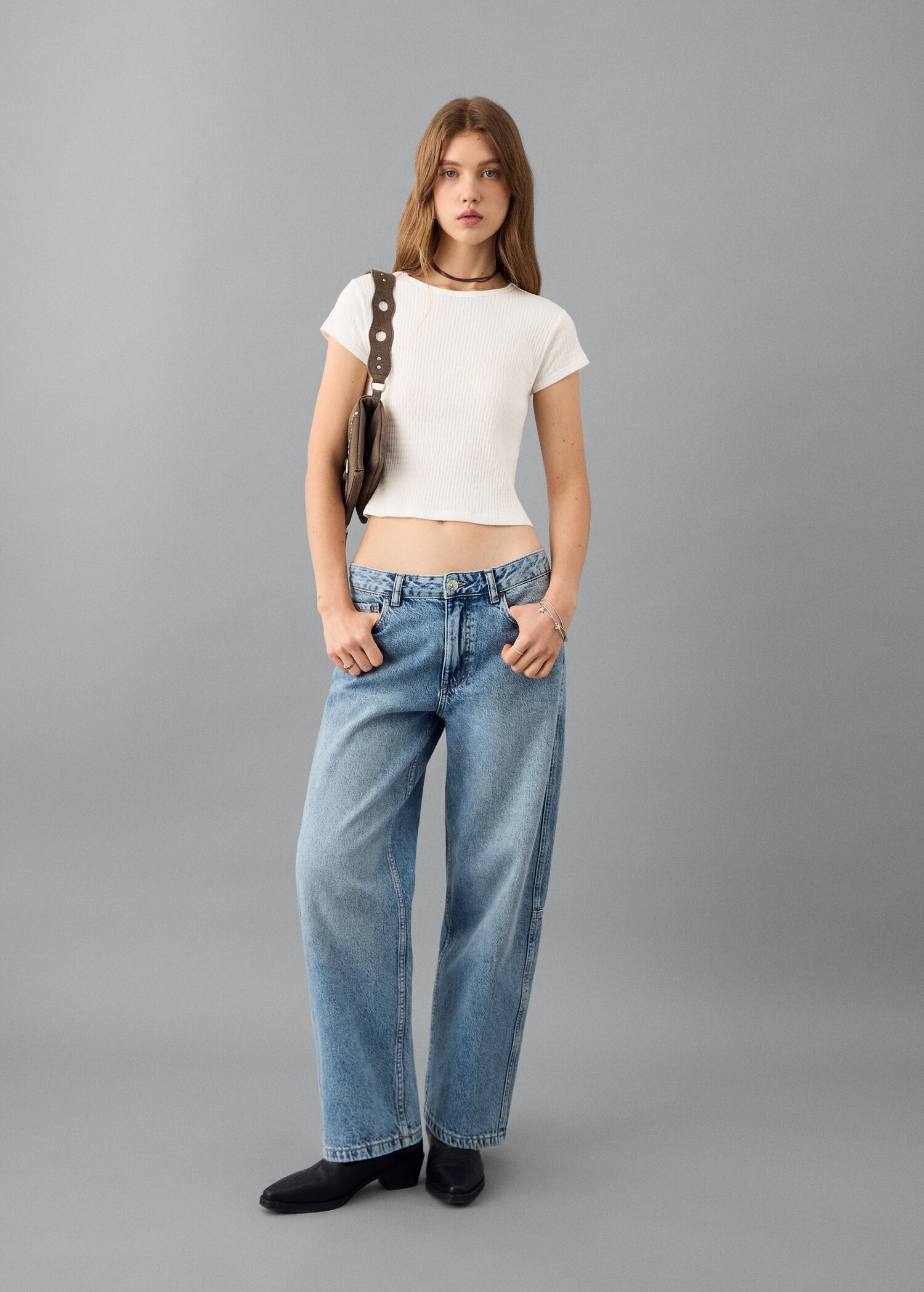 T-shirt manches courtes maille côtelée - Plan général