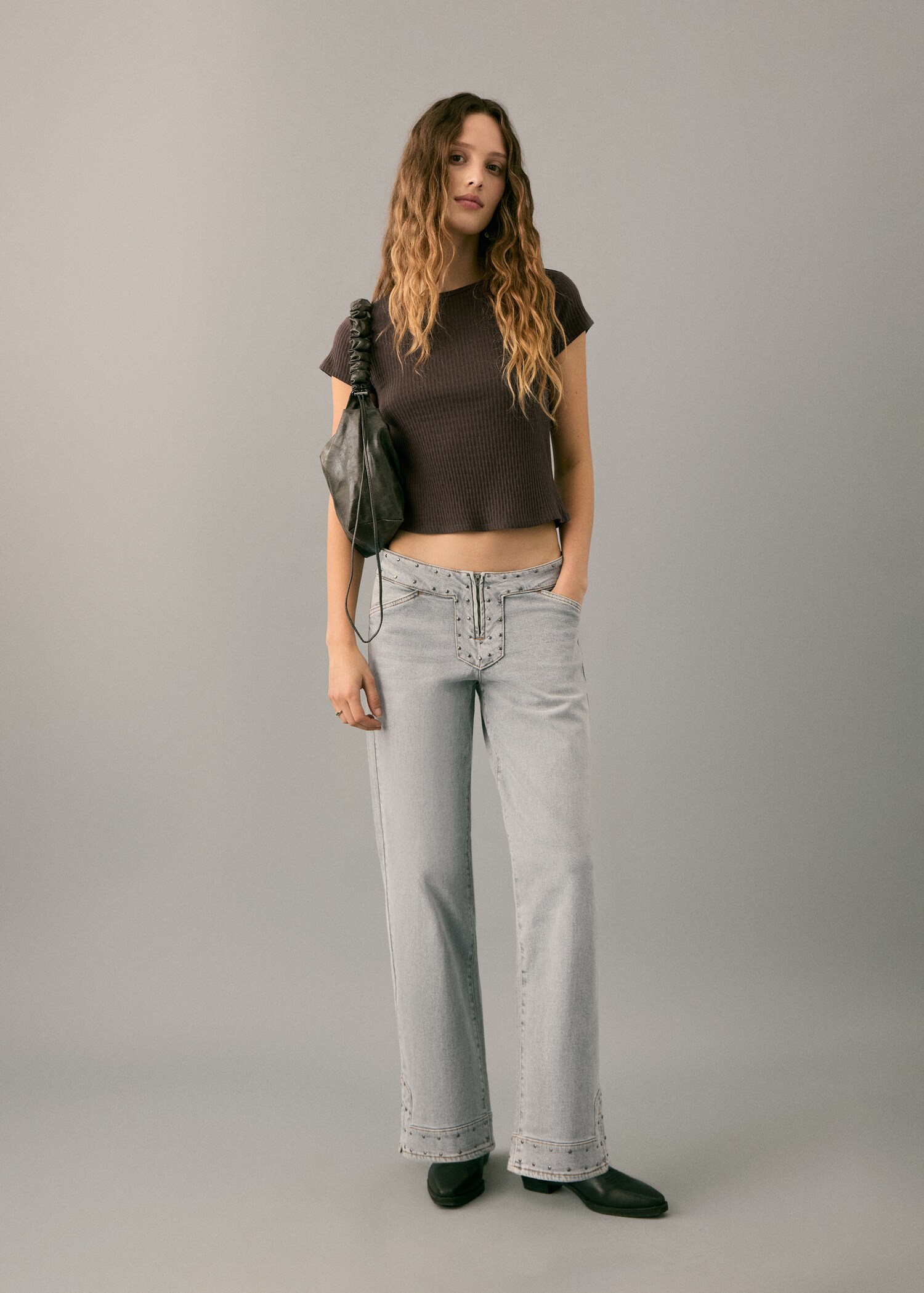 T-shirt manches courtes maille côtelée - Plan général