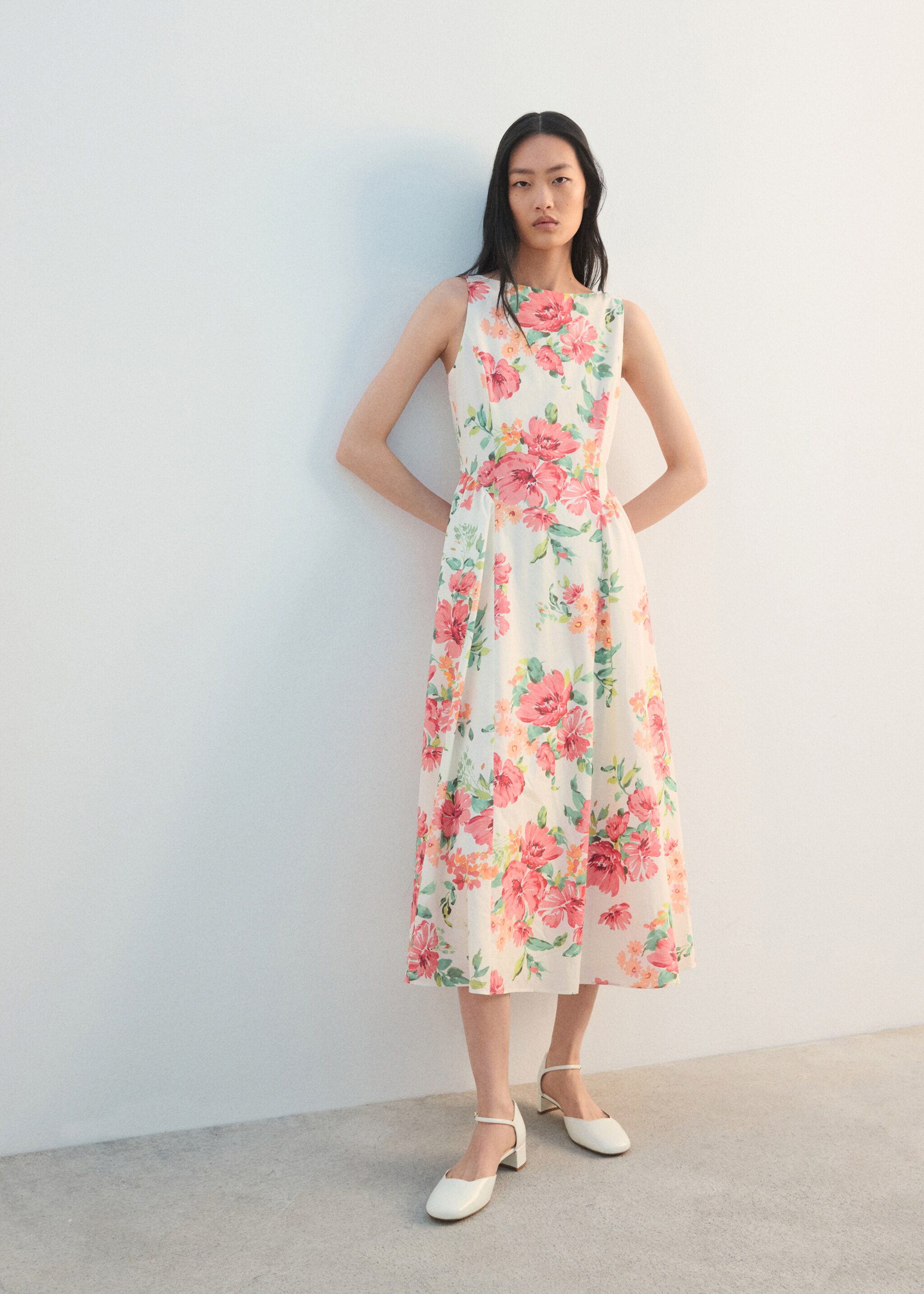 Floral-print flared dress - General plane, Off White. Ref: 27002553-00.
