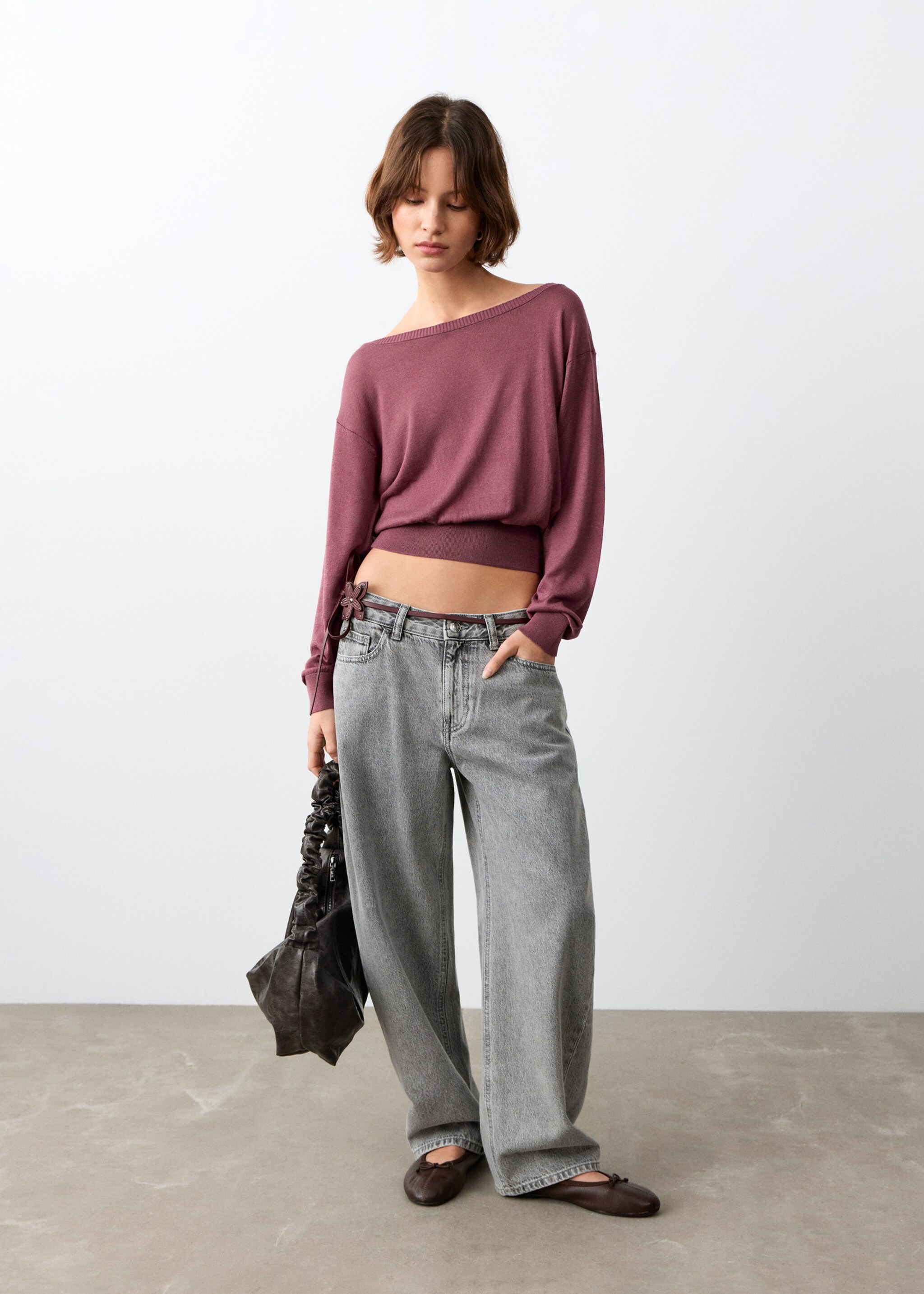 Pull-over col bateau - Plan général, Cerise. Ref: 27002560-00.