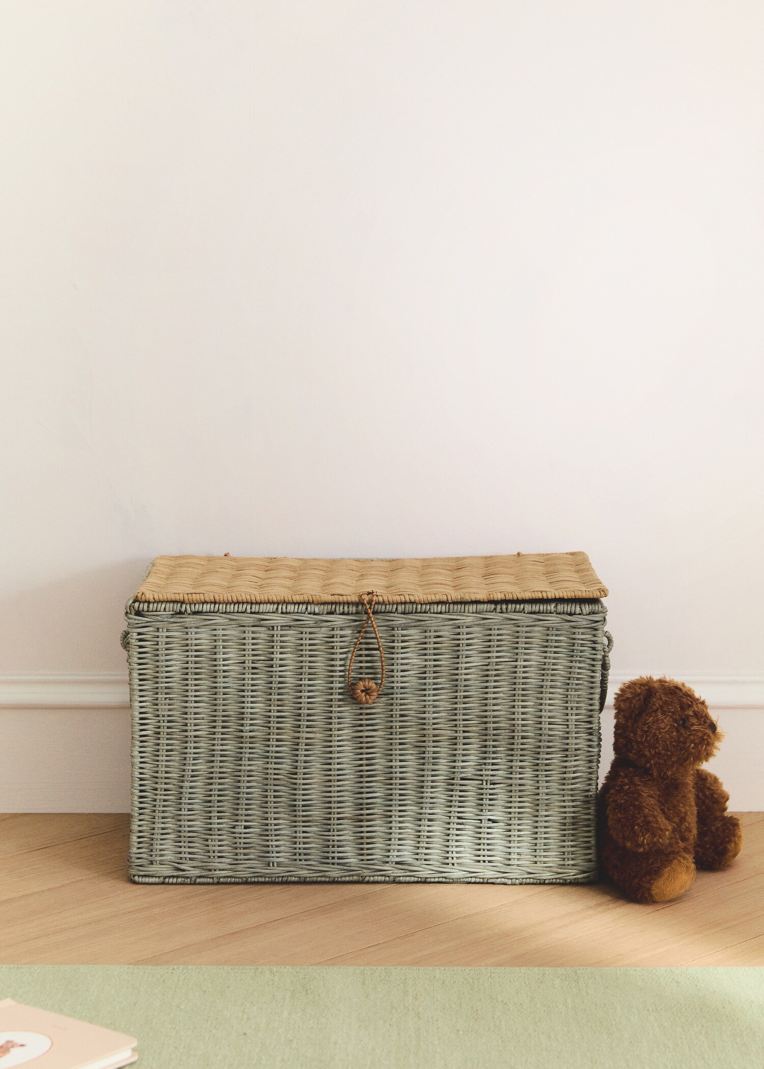 Two-tone rattan basket with fastening detail - General plane