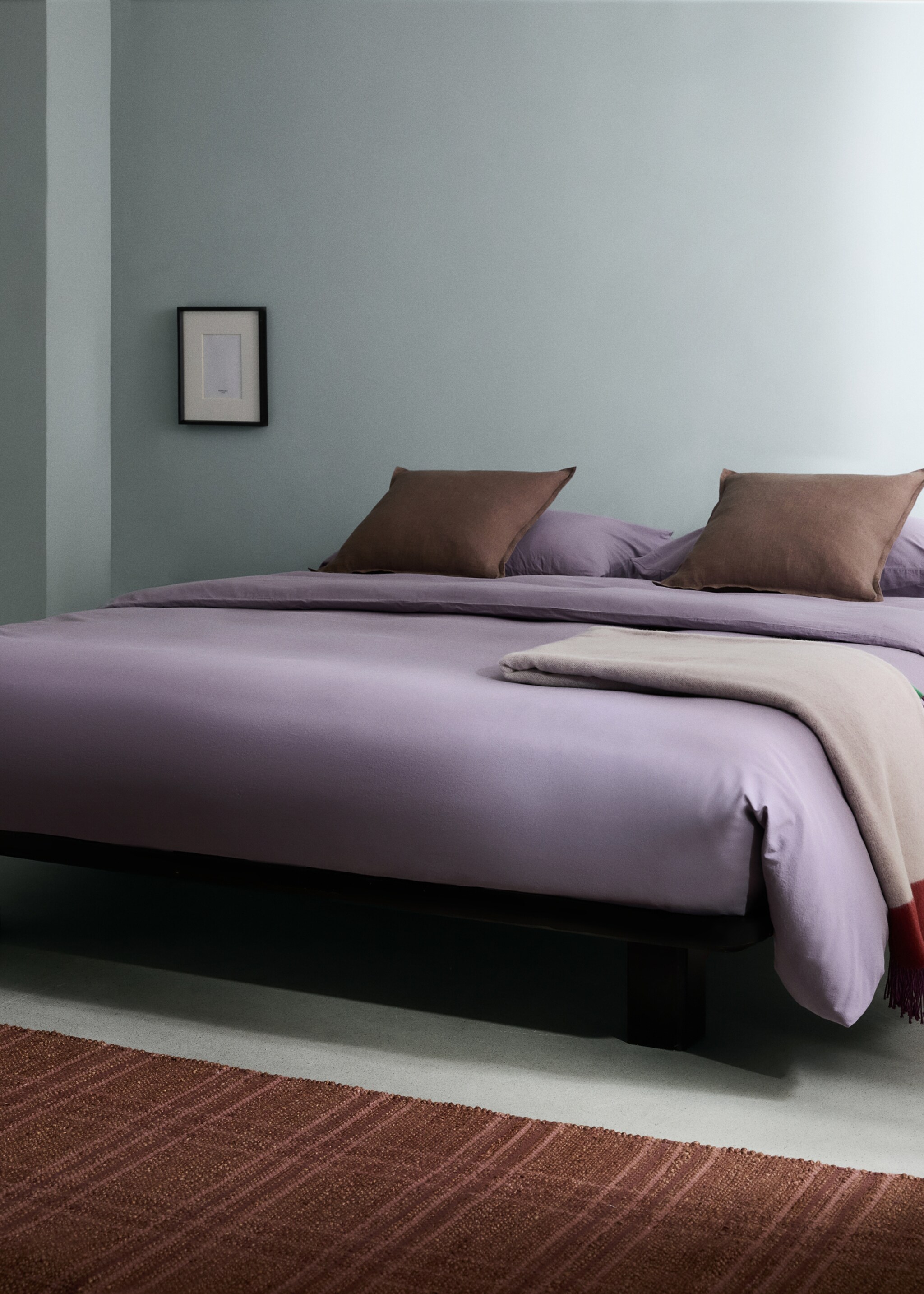 Garment-dyed cotton duvet cover for 180/200cm bed - General plane, Light/Pastel Purple. Ref: 27002921-00.