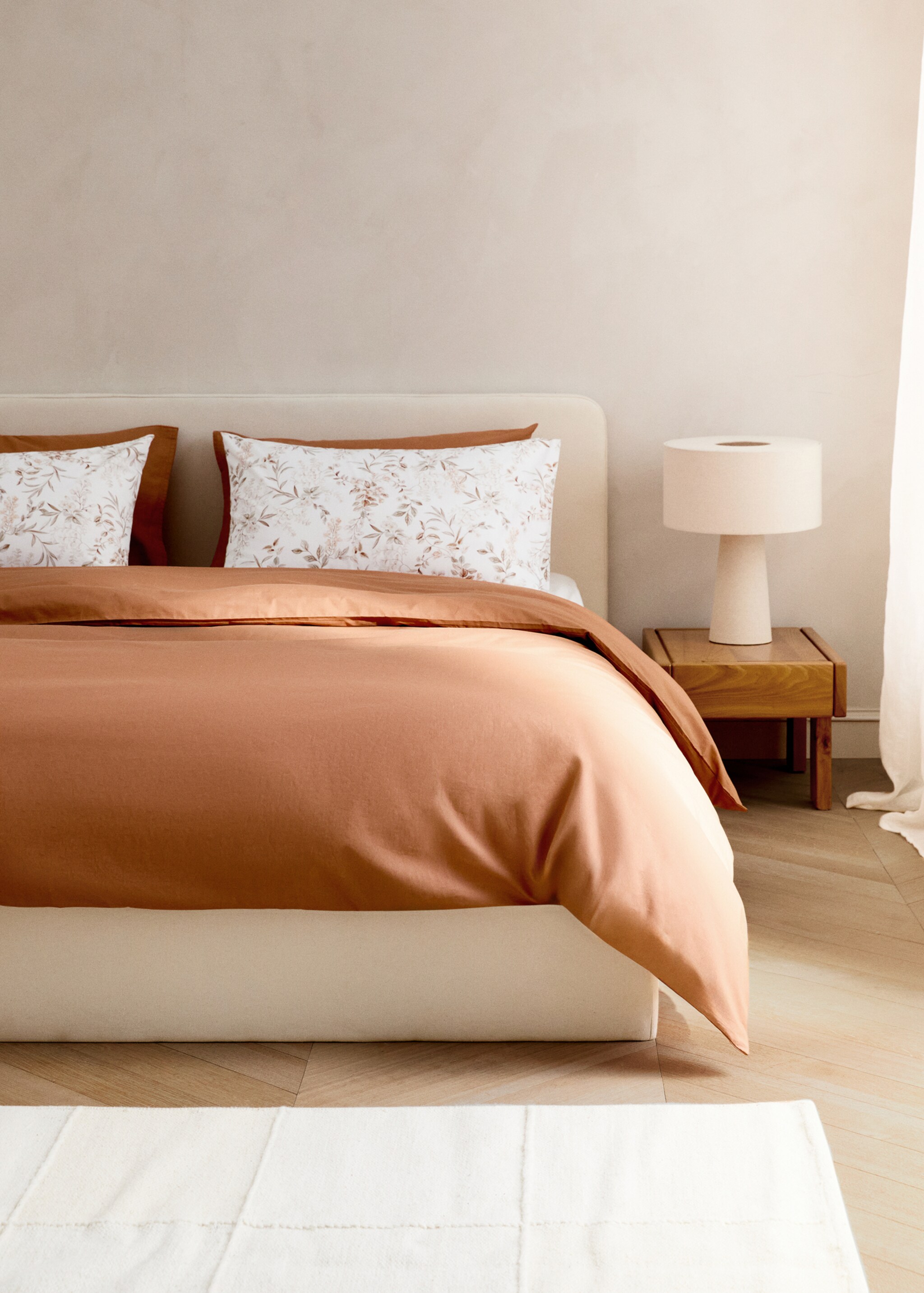 200-thread count percale cotton duvet cover for 180/200 cm bed - General plane, Burnt Orange. Ref: 27002925-00.