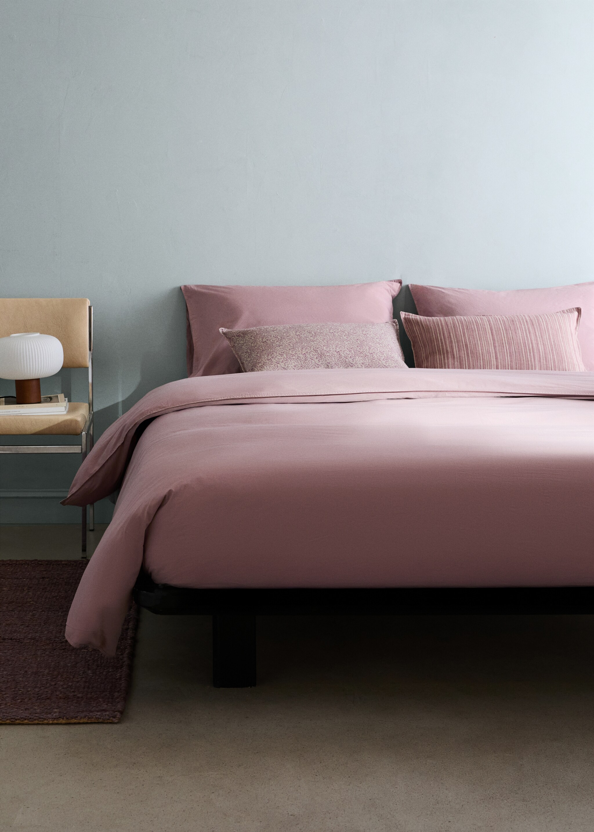 Double stitched duvet cover, 300 thread count cotton, Bed 150/160 cm - General plane, Pale Pink. Ref: 27002935-00.