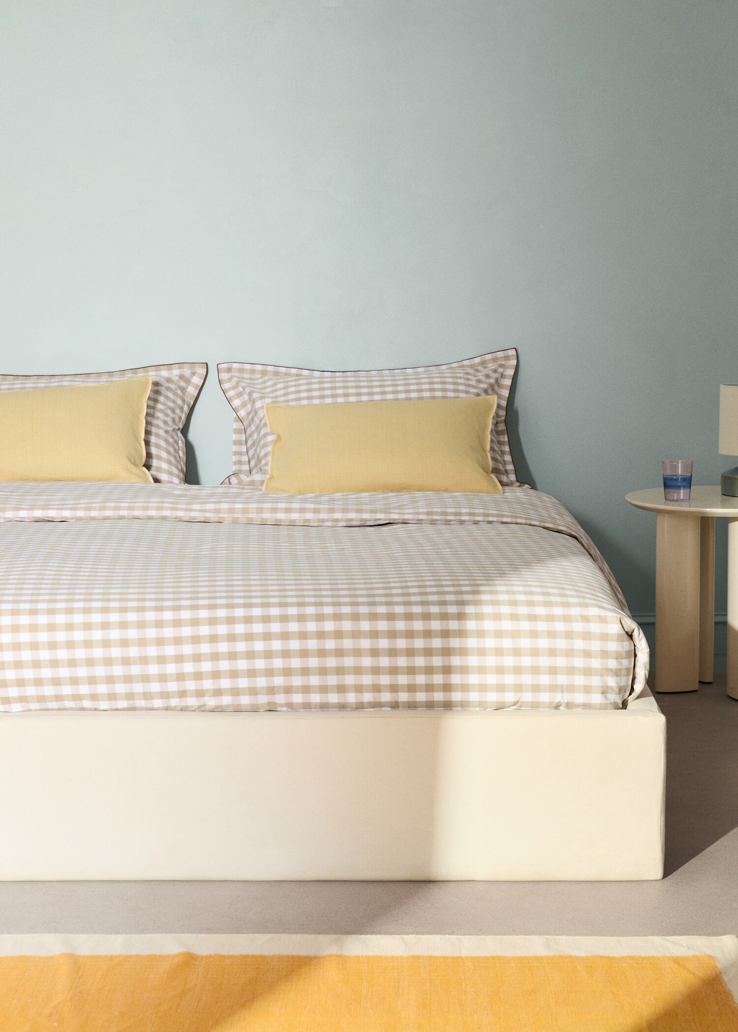 Dekbedovertrek van perkal-katoen met vichy-ruitje, voor een bed van 135/140 cm - Overzichtstekening