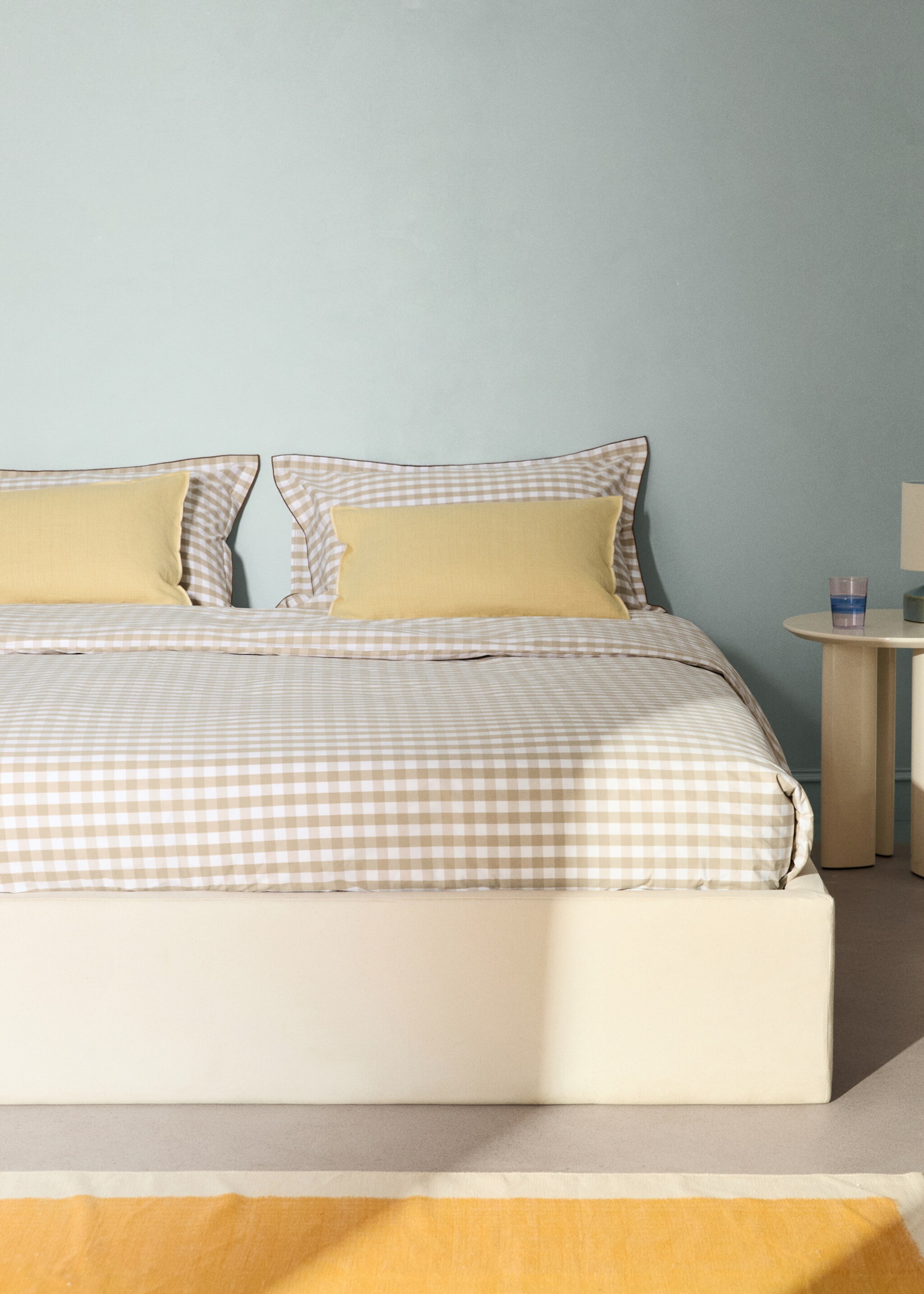 Povlak na přikrývku z bavlněného perkálu s kostkou vichy, na postel 150/160 cm - Celkový náhled, Tabákově hnědá. Ref: 27002951-00.