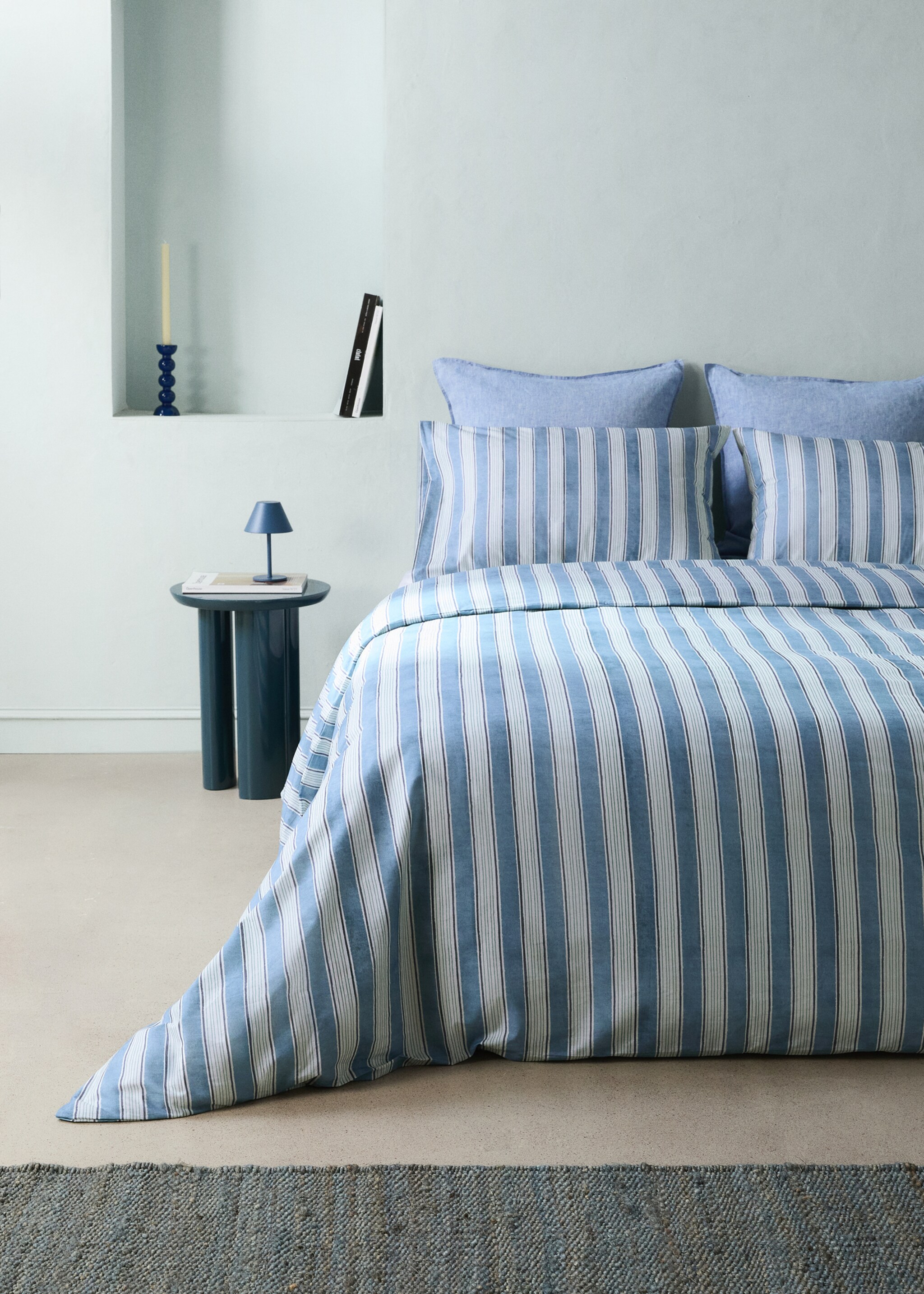 Watercolour Broad Stripes Duvet Cover for 150/160 cm Bed - General plane, Blue. Ref: 27002964-00.