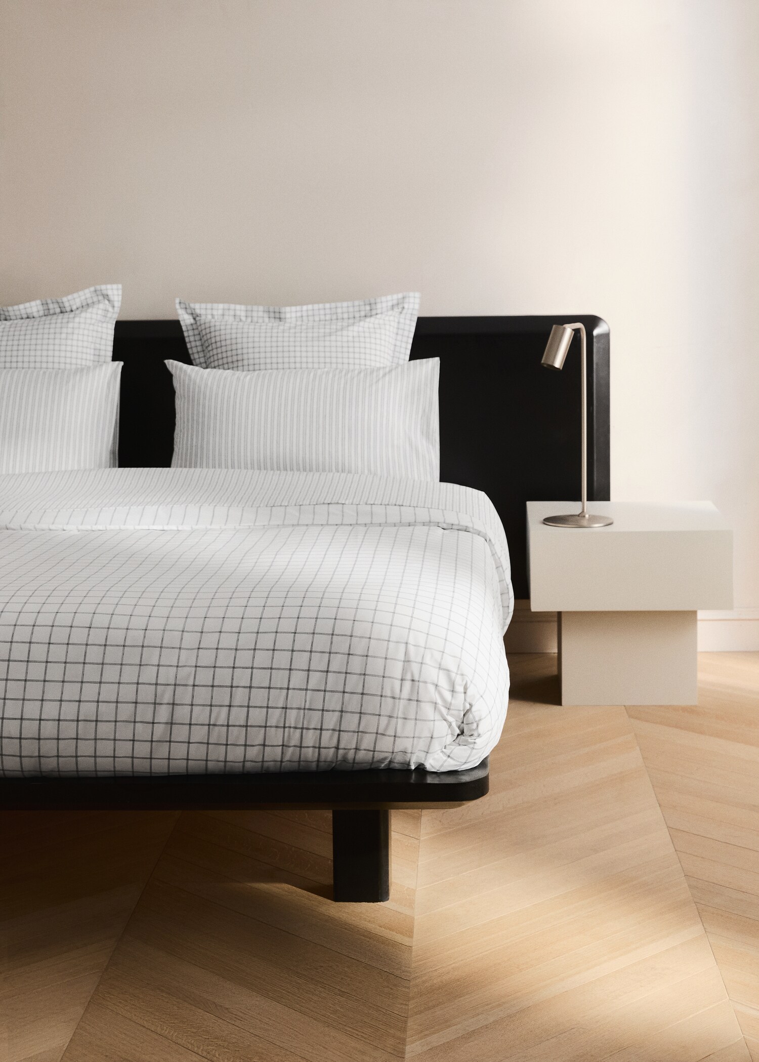 Reversible duvet cover checks and stripes Bed 150/160 cm - General plane