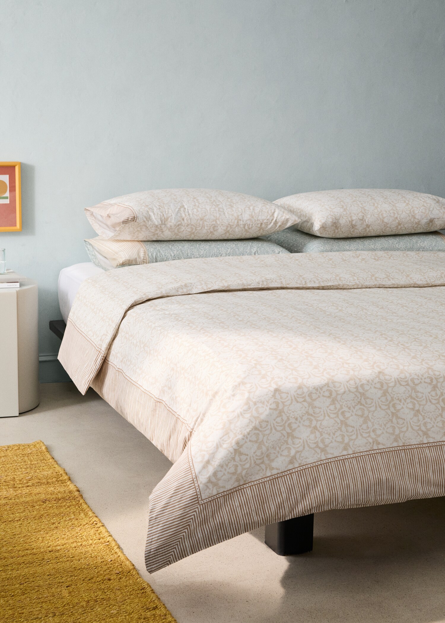 Funda nórdica algodón cenefa floral Cama 150/160cm - Plano general