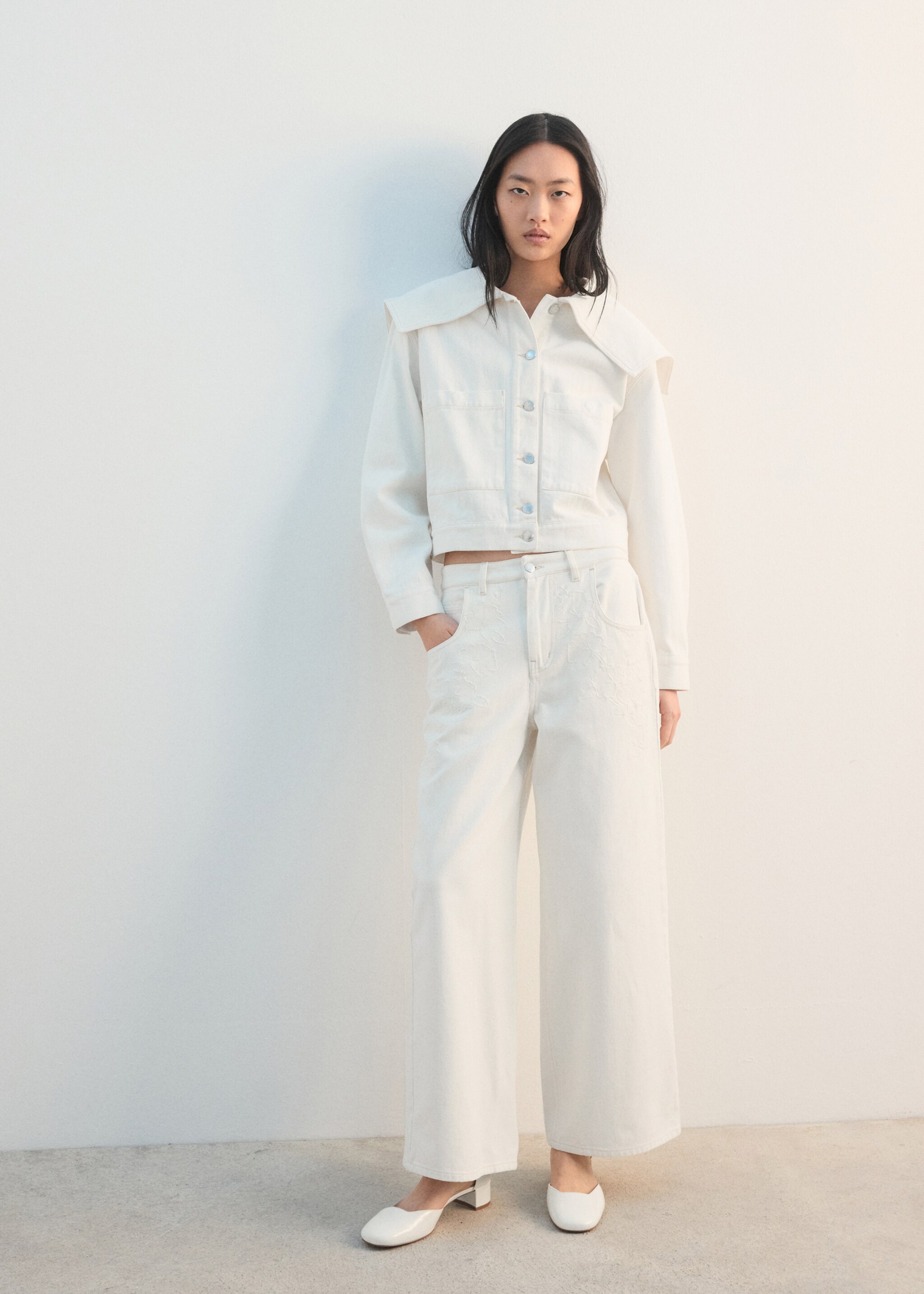 Wide leg mid-rise jeans - General plane, Off White. Ref: 27003279-00.