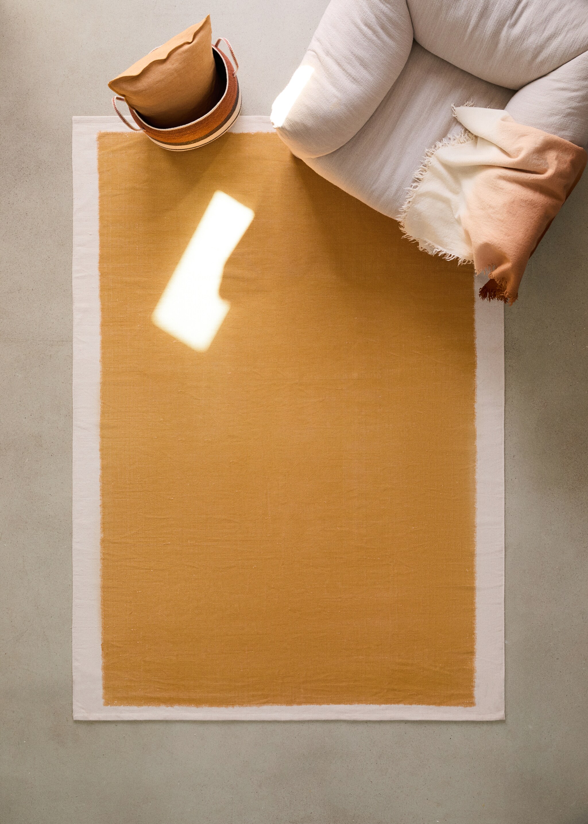 Bicolour printed cotton carpet - General plane, Yellow. Ref: 27003285-00.