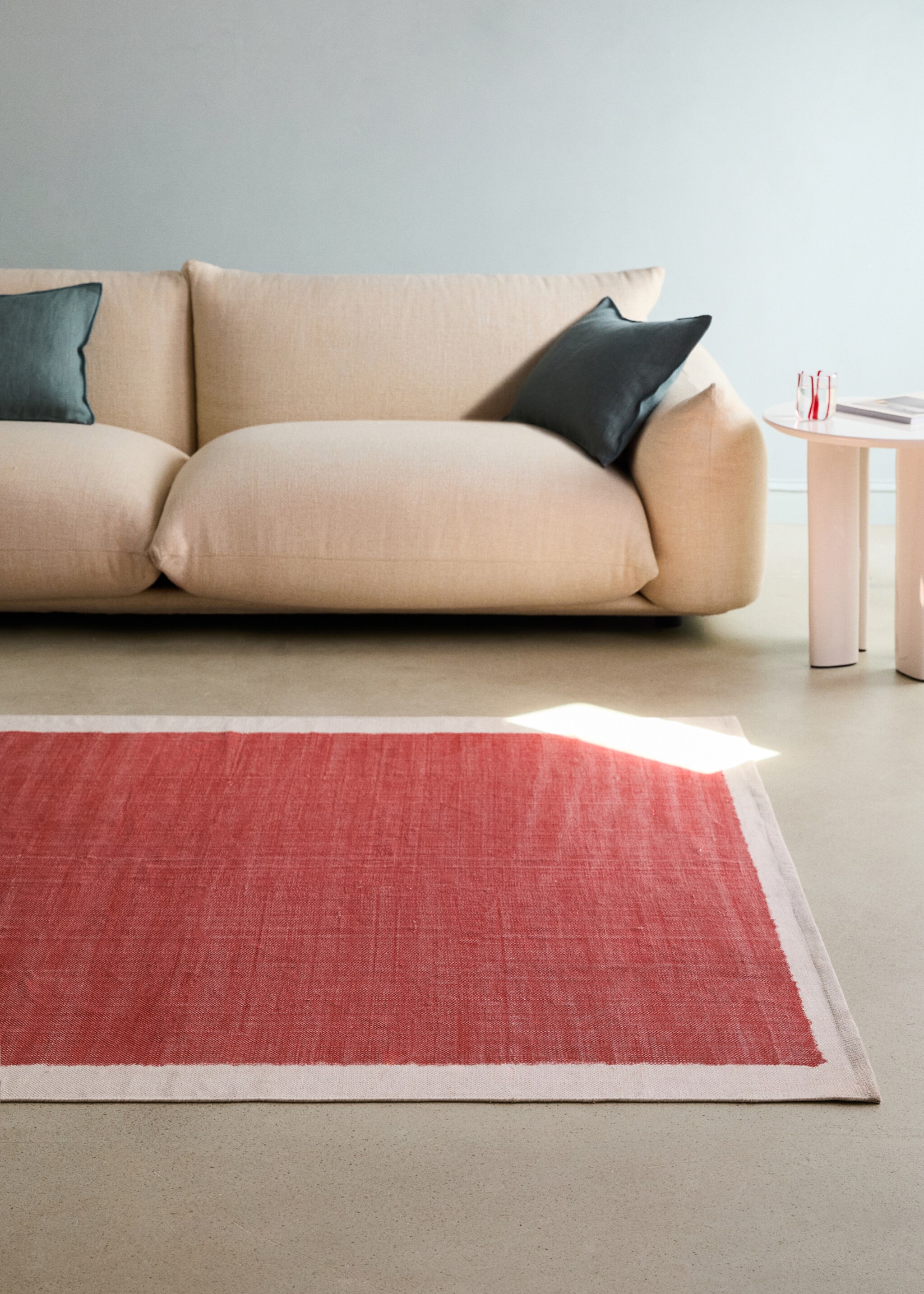 Bicolour printed cotton carpet - General plane, Red. Ref: 27003285-00.