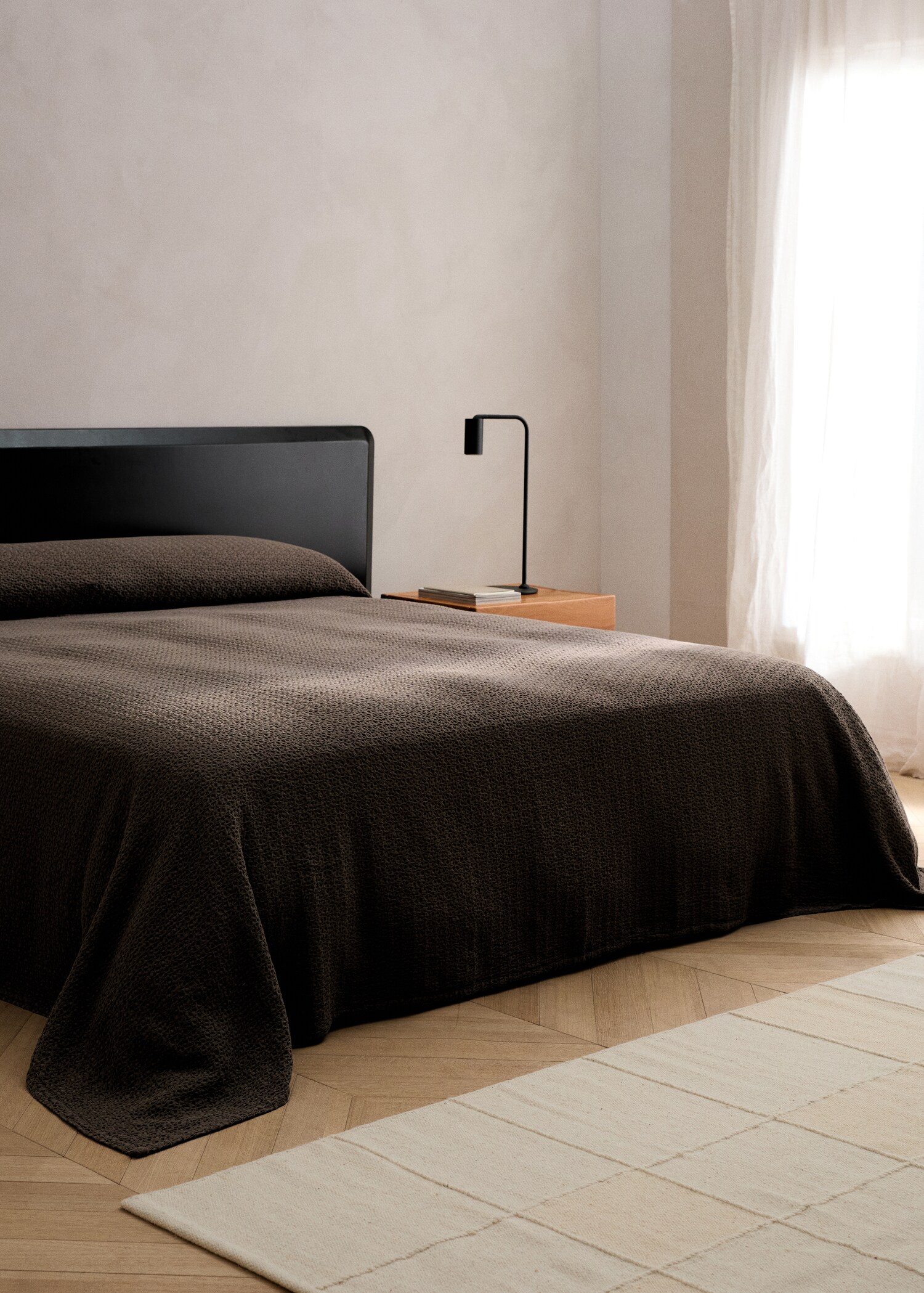 Waffle cotton garment-dyed bedspread for 135/140cm bed - General plane