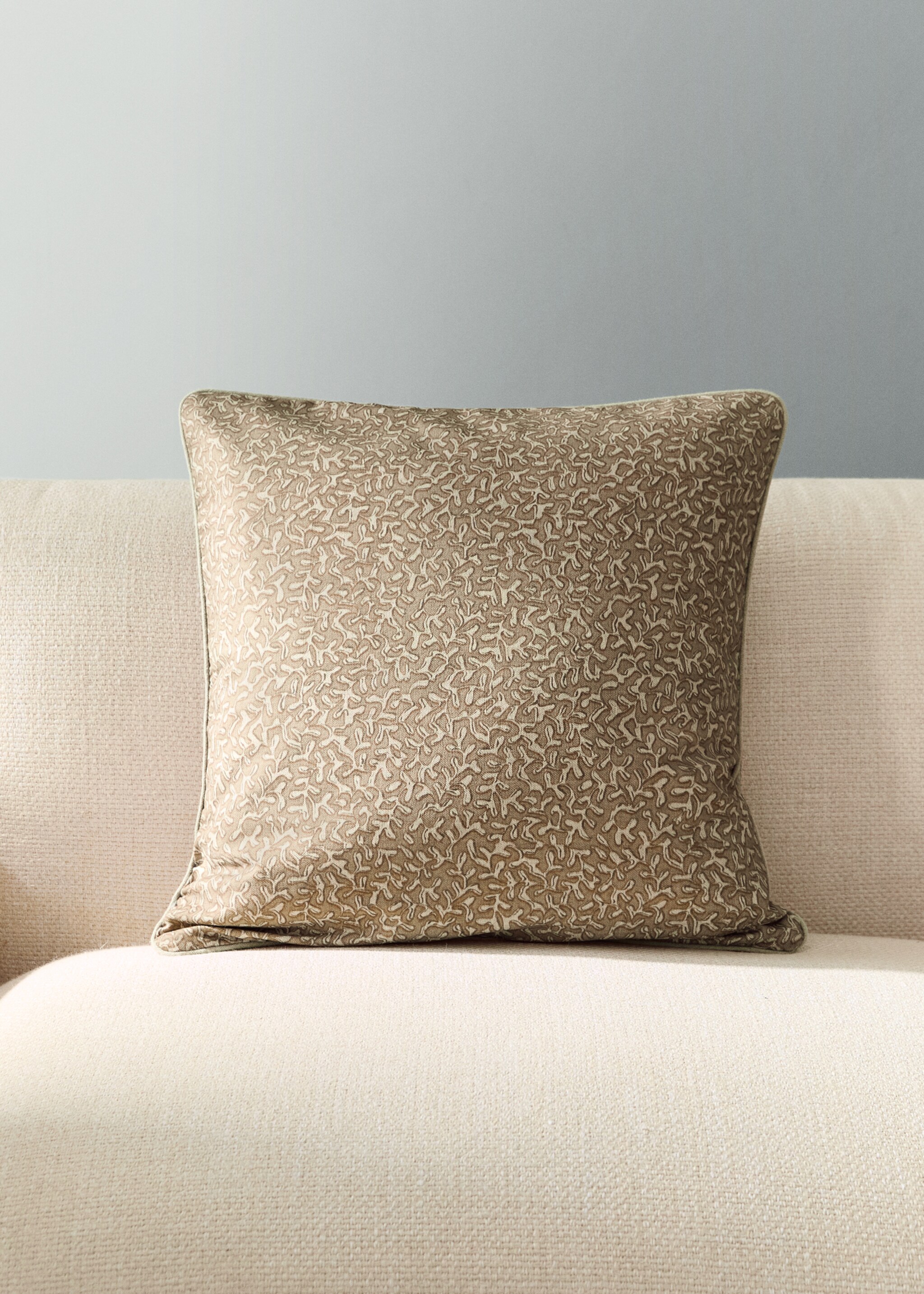 Natural printed cotton cushion cover 50x50 cm - General plane, Burnt Orange. Ref: 27003369-00.