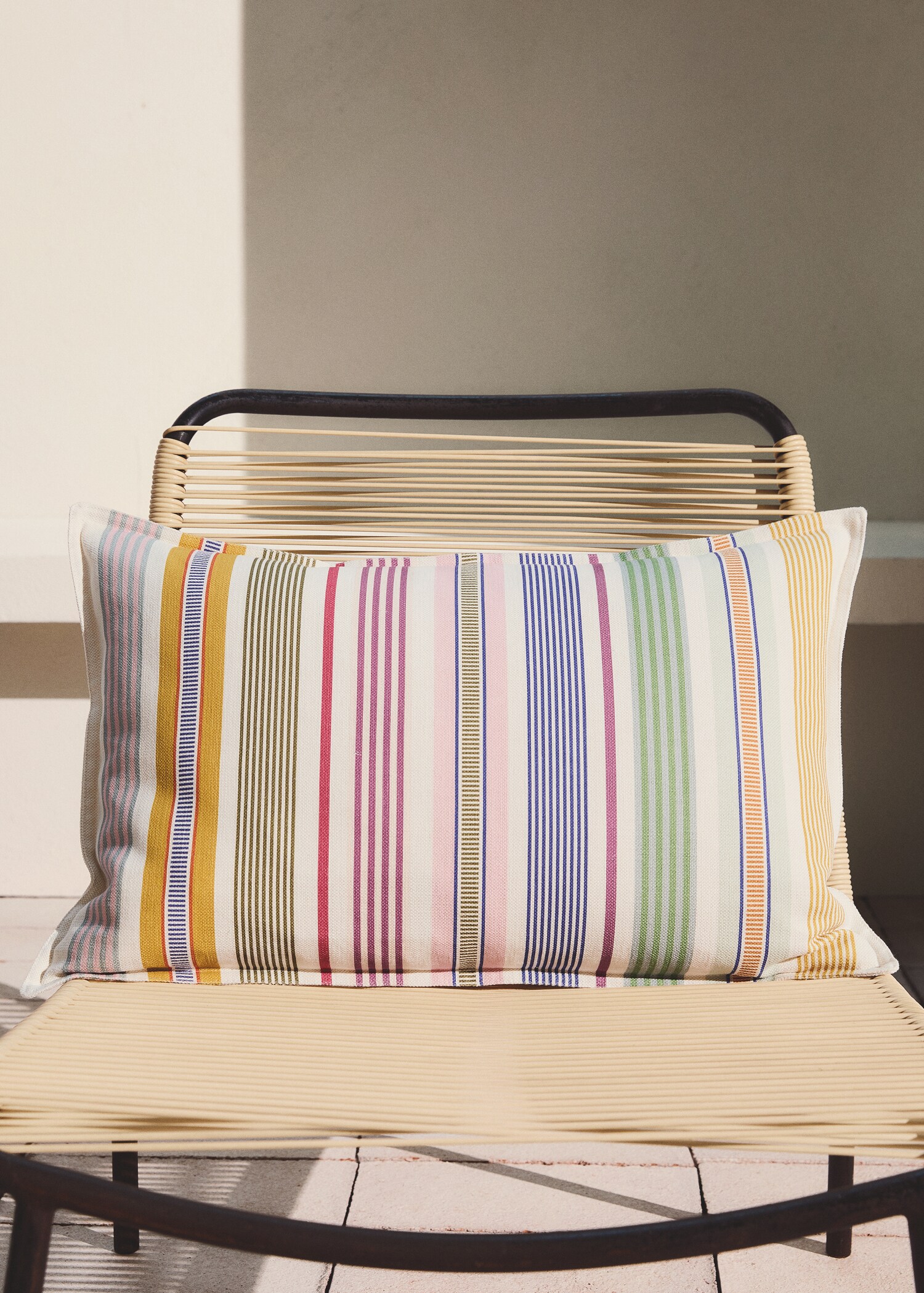 Multistriped linen cotton cushion cover 40x60 cm - General plane