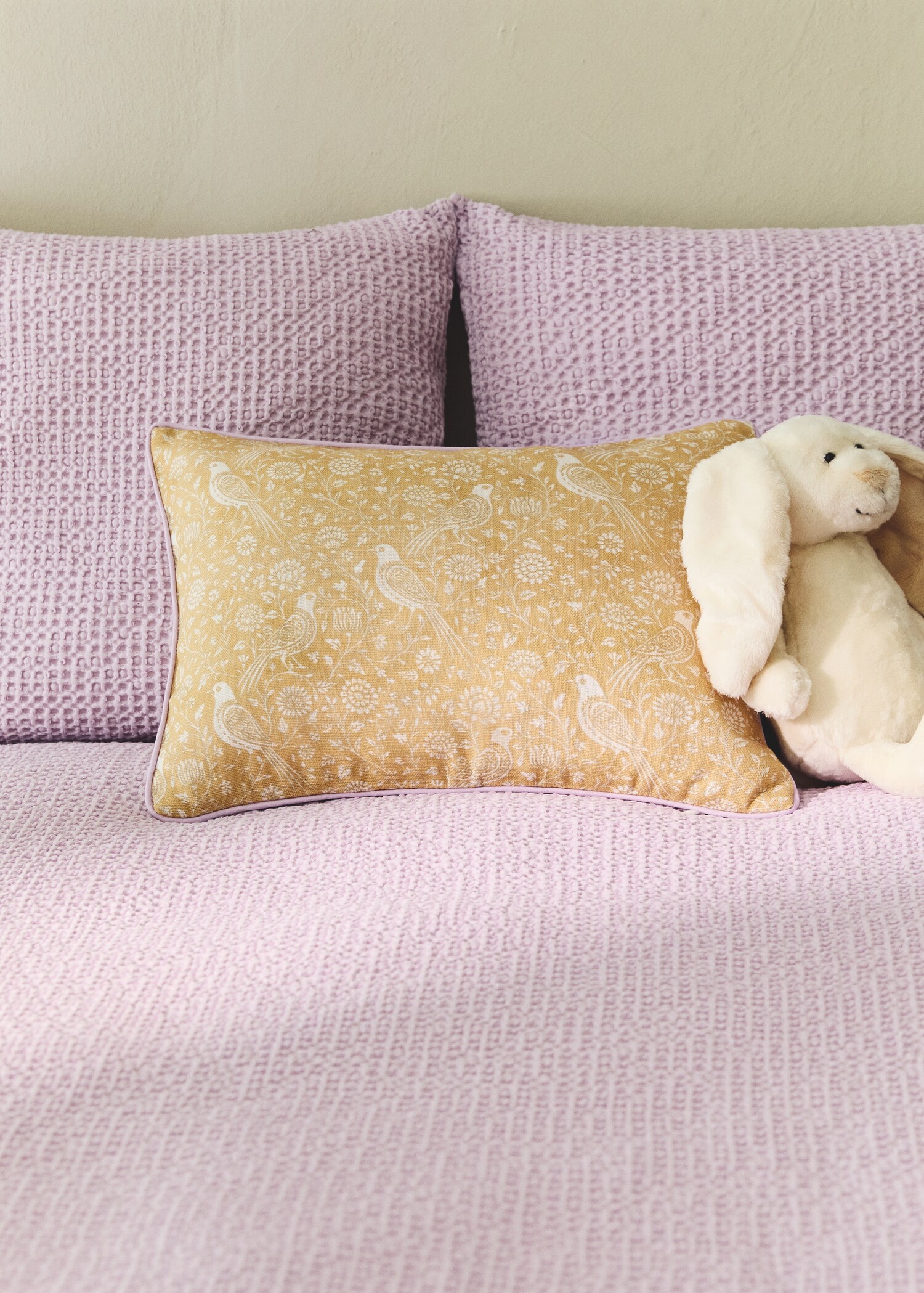 Funda cojín infantil algodón lino floral 30x40 - Plano general