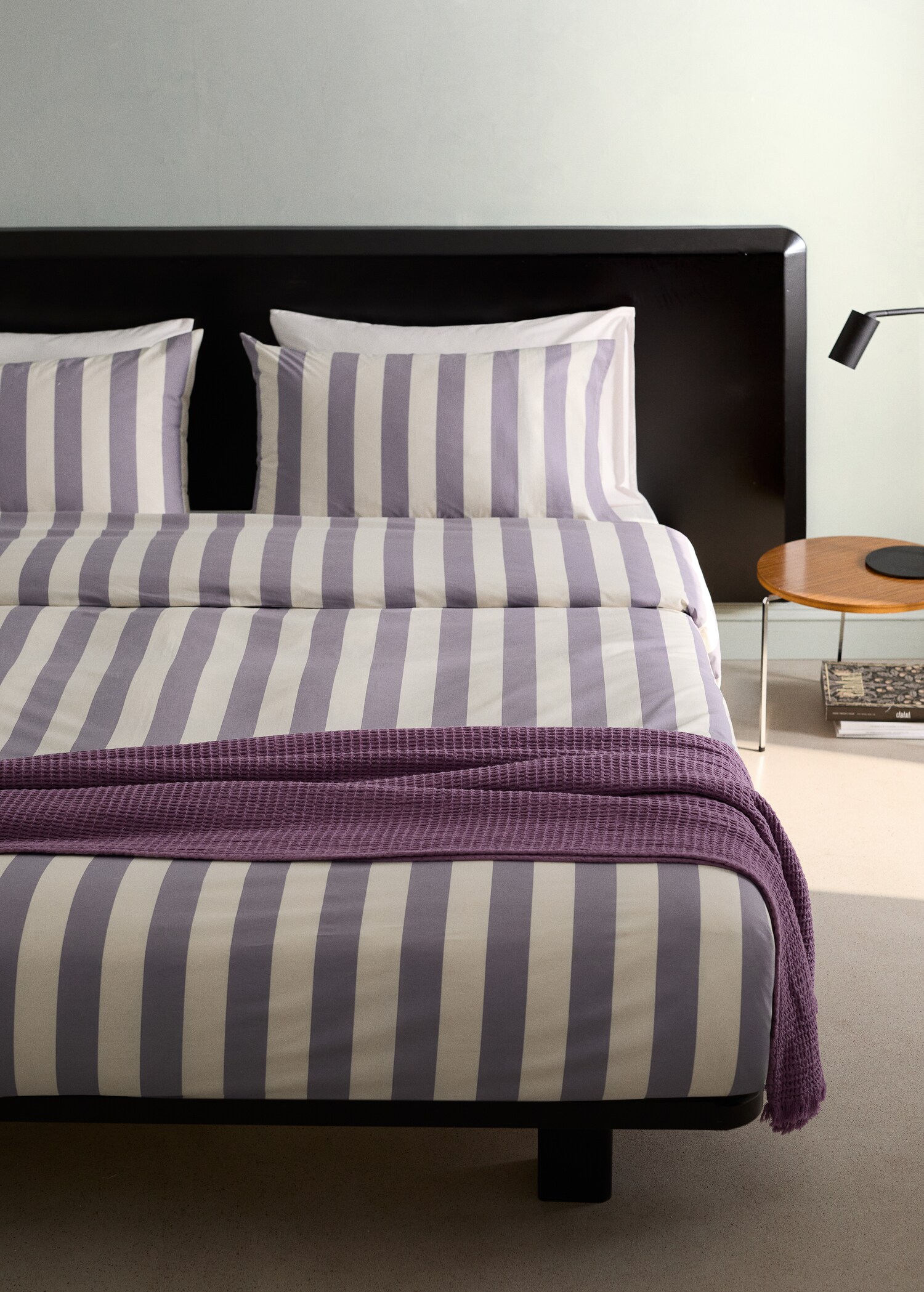 200-thread count percale cotton wide-striped kodak-print duvet cover for 135/140 cm bed - General plane