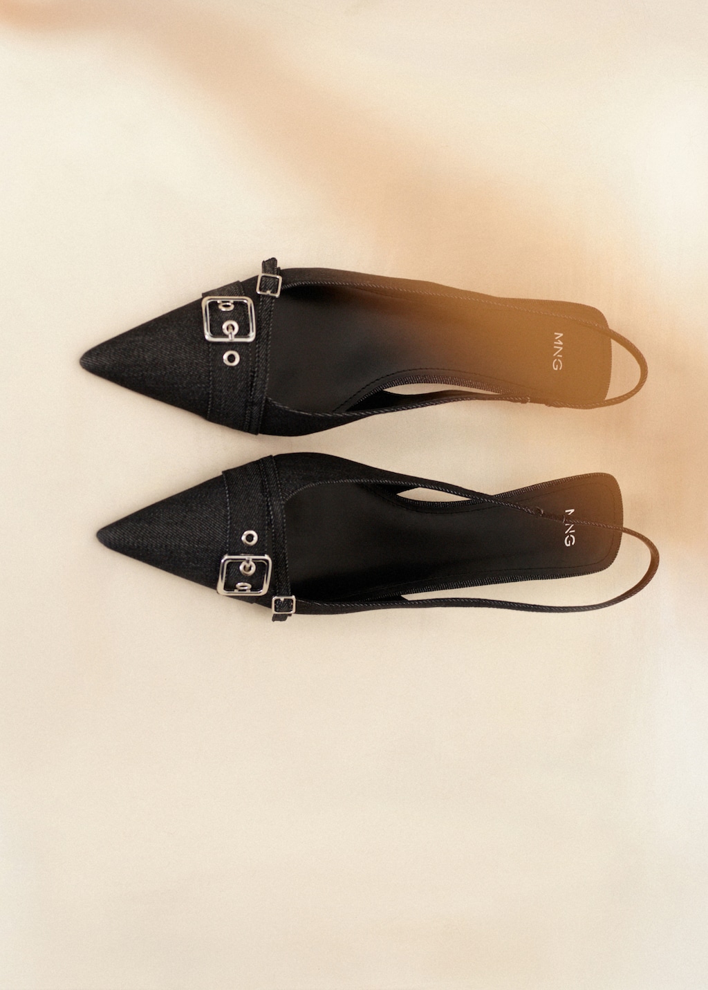 Slingback denim shoes with buckle