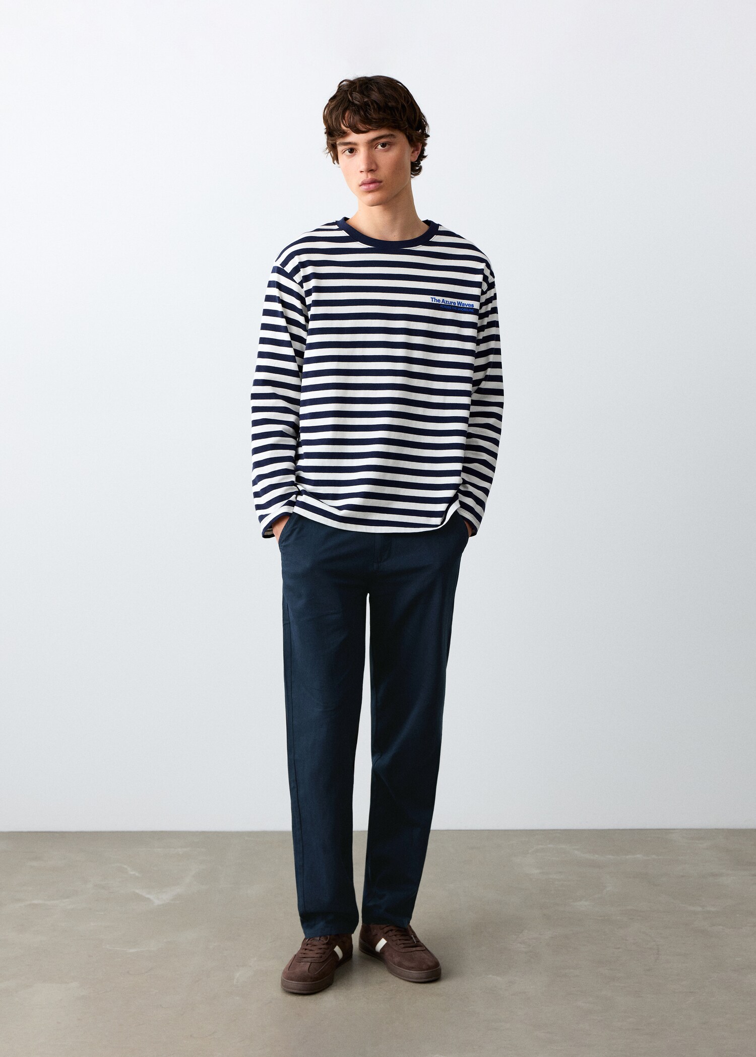 Linen cotton buttoned trousers - General plane