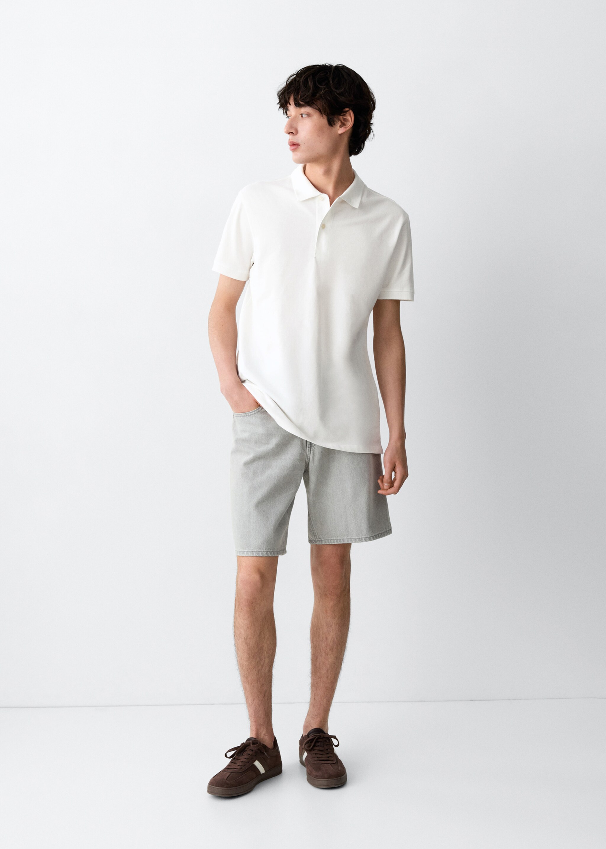 Short-sleeved cotton polo shirt - General plane, White. Ref: 27004060-00.