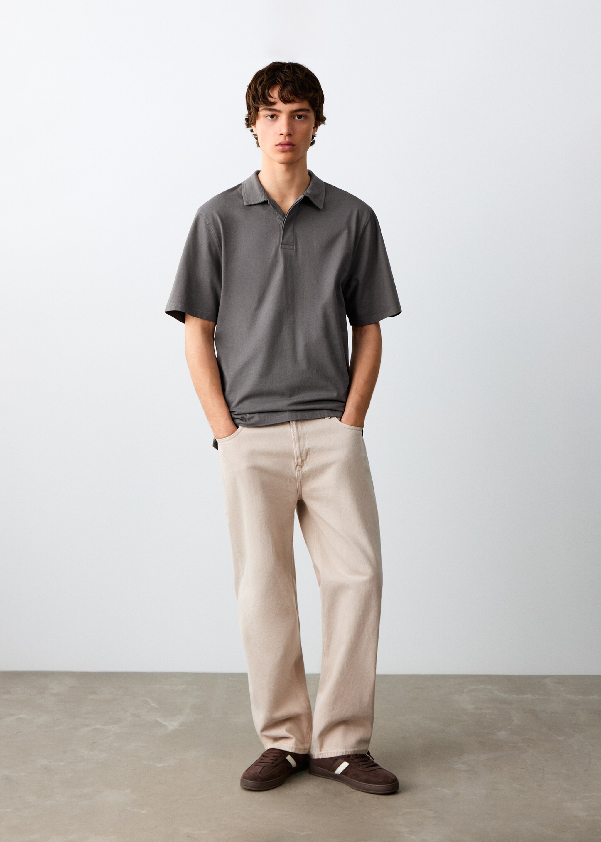 Cotton polo shirt - General plane, Charcoal. Ref: 27004061-00.