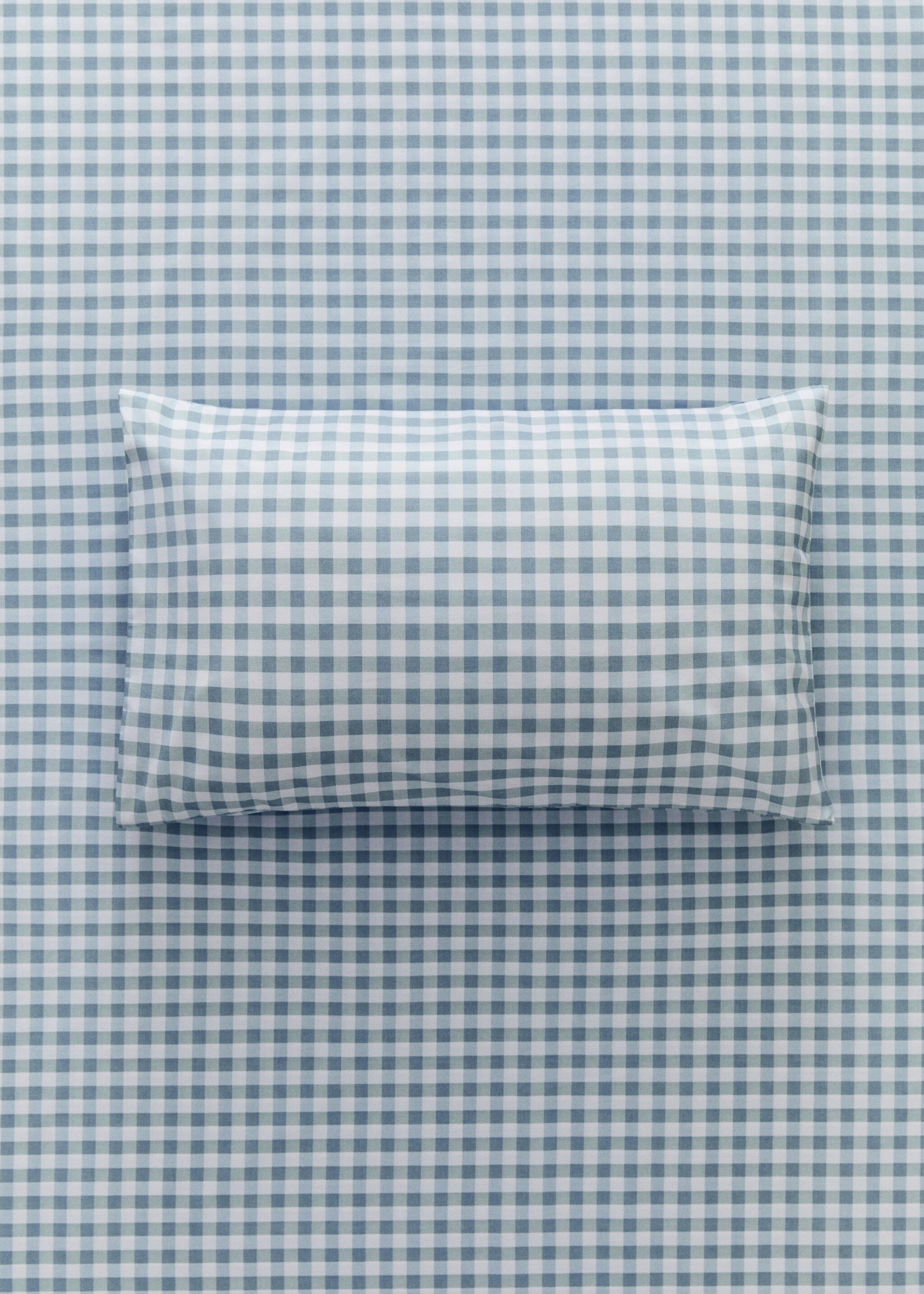 Vichy check cotton pillowcase 50x75 cm - General plane, Mint Green. Ref: 27004072-00.