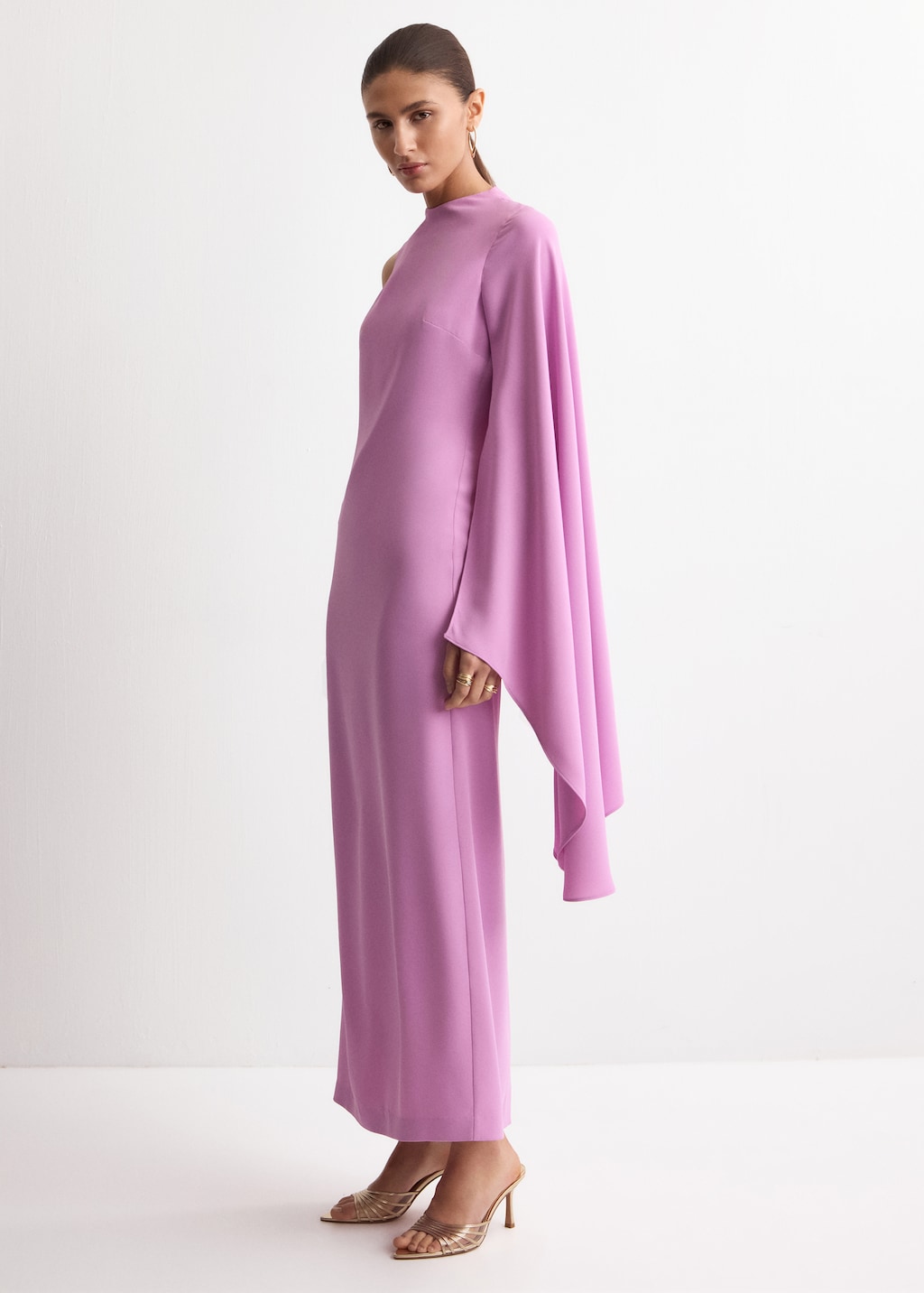 Long asymmetrical cape dress