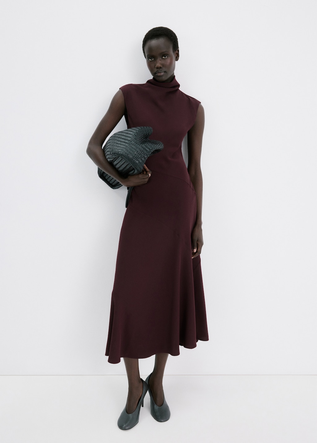 Mango Long dress with draped neck