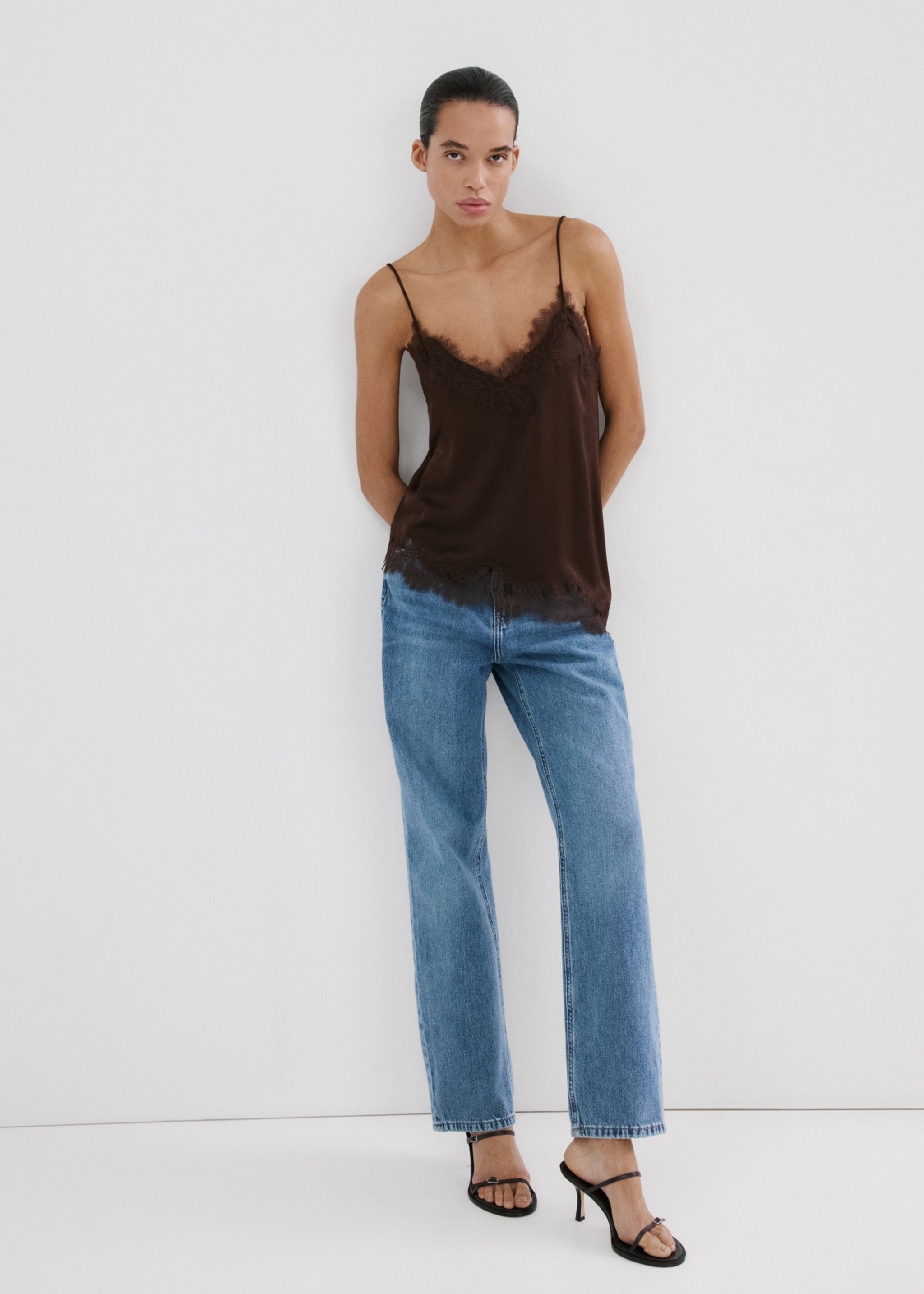 Jeans Matilda rectos tiro medio - Plano general, Azul medio. Ref: 27004106-00.