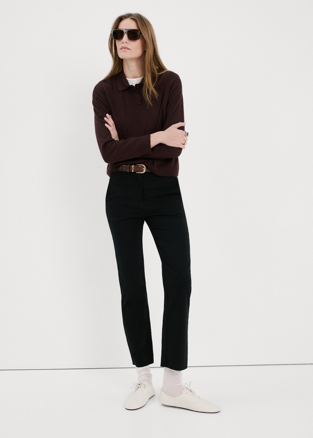 Knitted polo-neck sweater