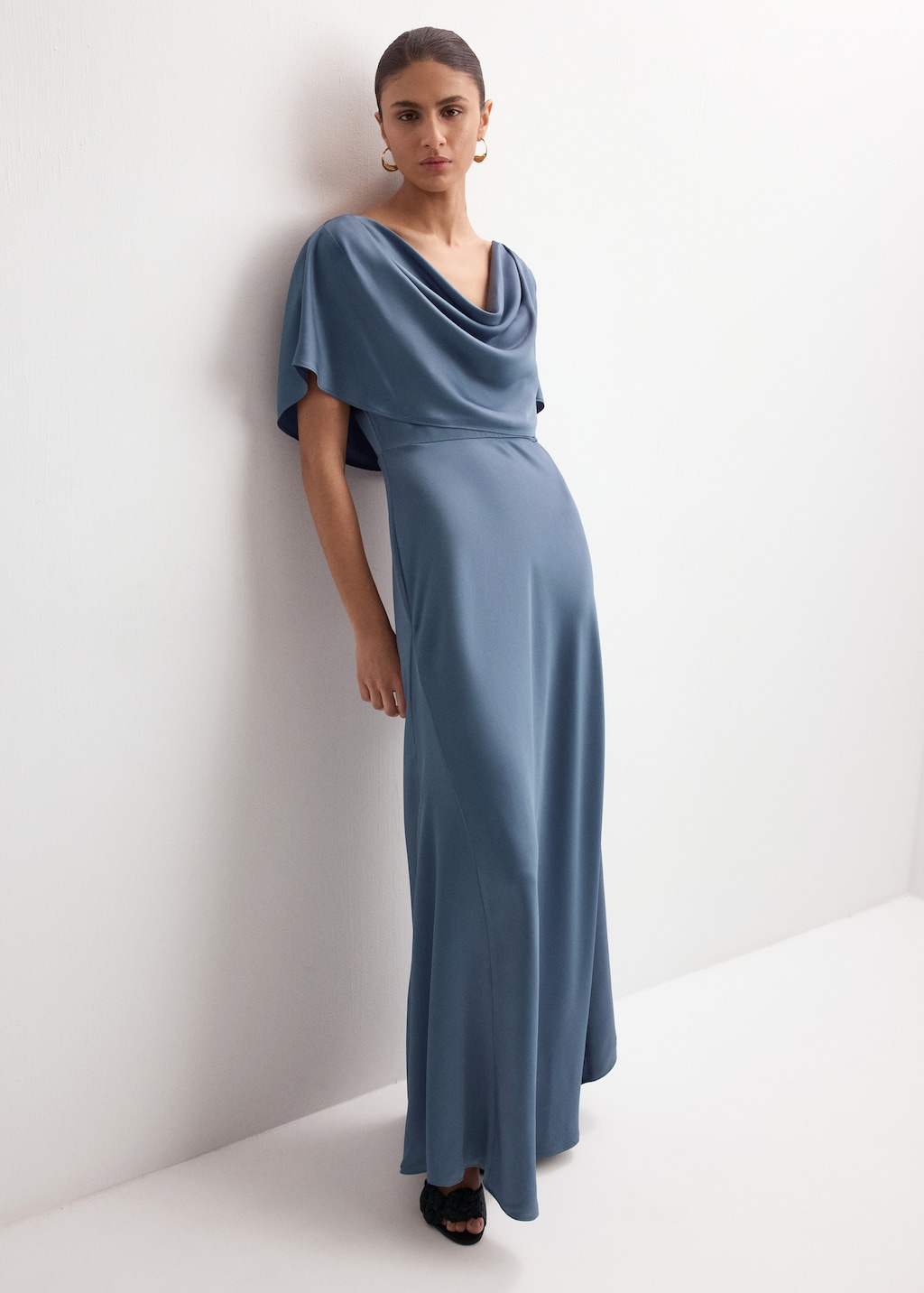 Mango Long dress with draped neck