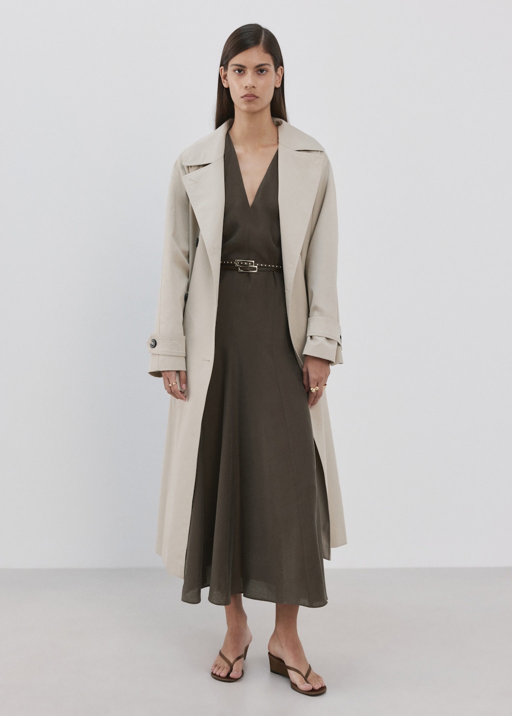 Double-belted A-line dress