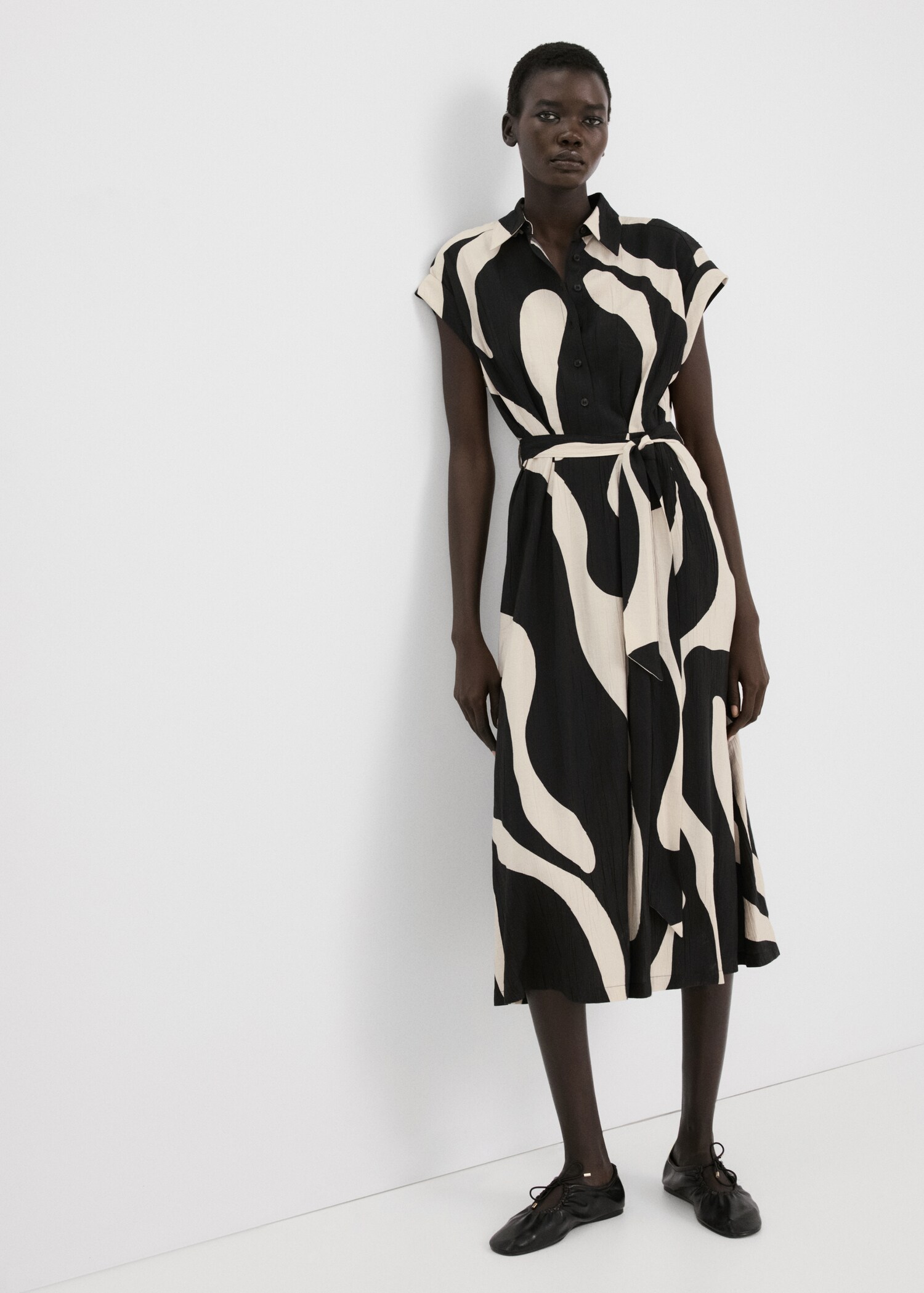 Vestido camisero largo estampado - Plano general