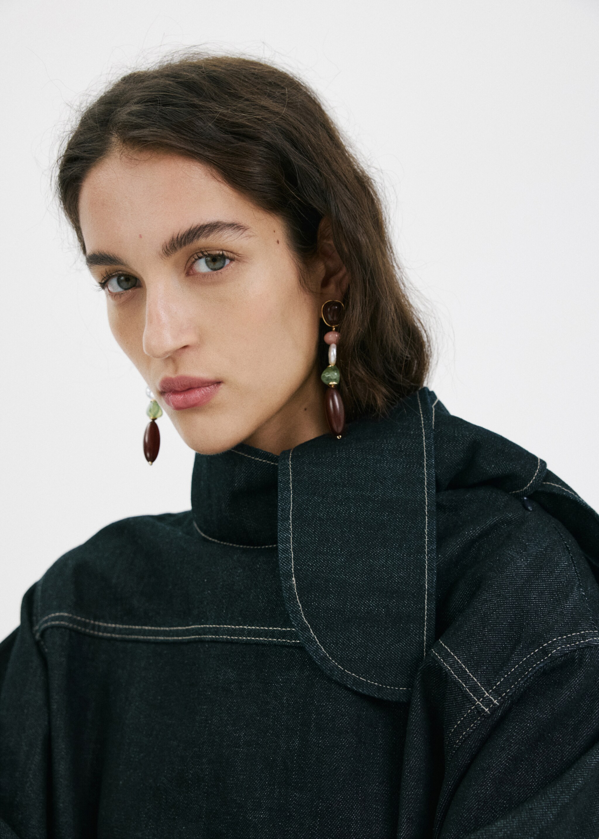 أقراط طويلة مجتمعة - رؤية عامة, بني. Ref: 27005987-00.