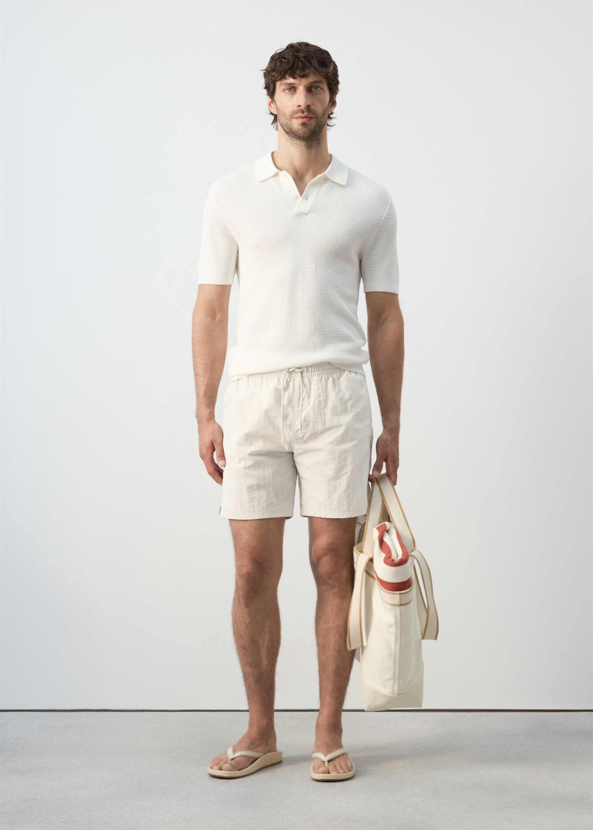 Basic drawstring swimsuit - General plane, Sand. Ref: 27006007-00.