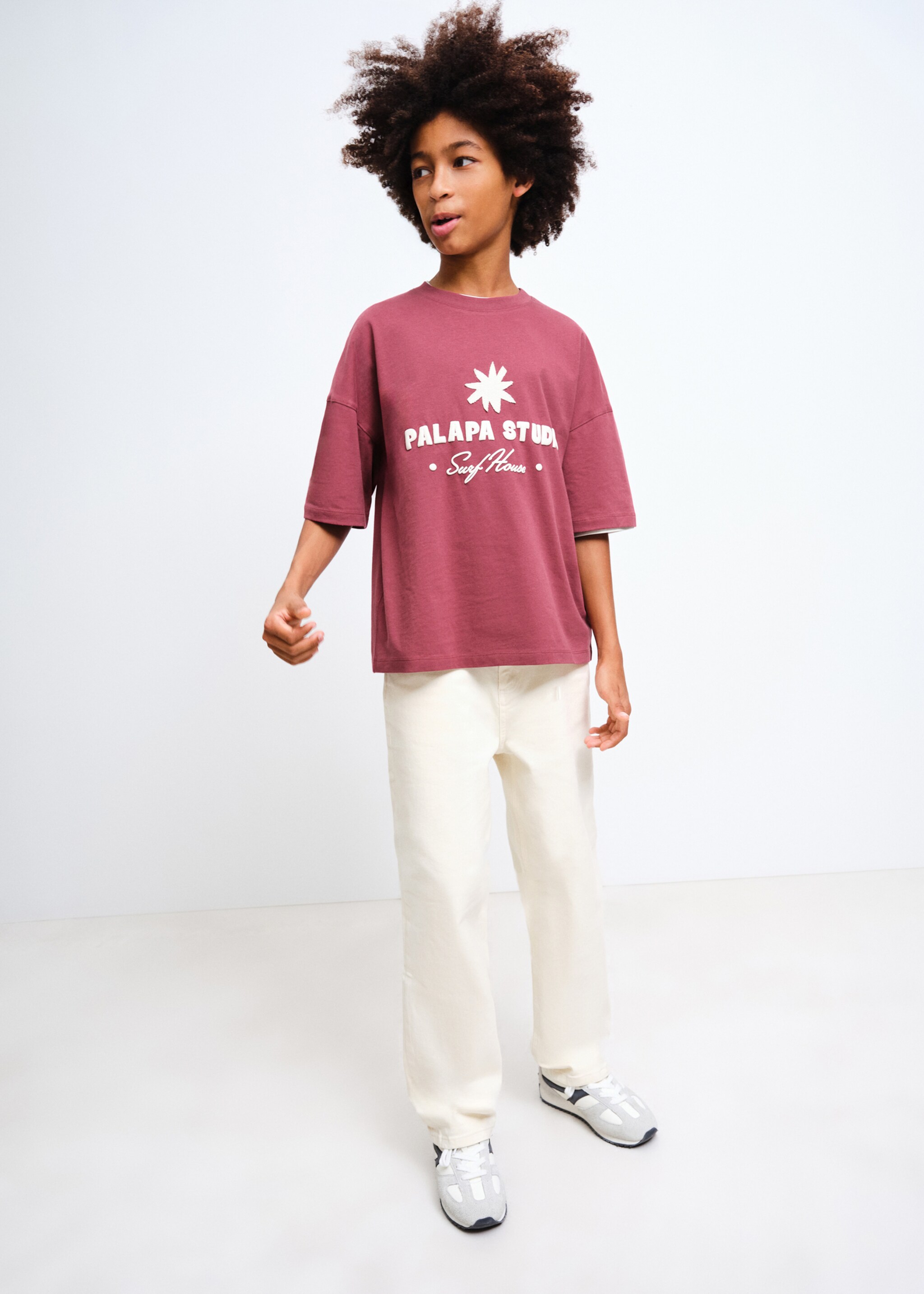 Printed oversized cotton T-shirt - General plane, Cherry. Ref: 27006358-00.
