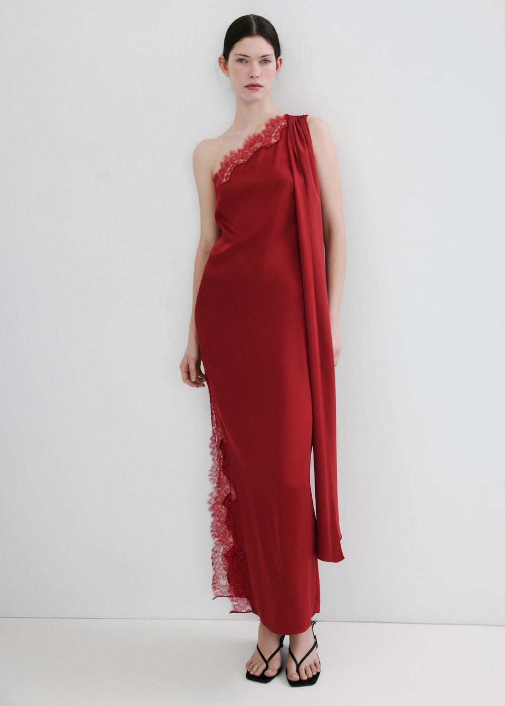 Asymmetrical dress with scarf