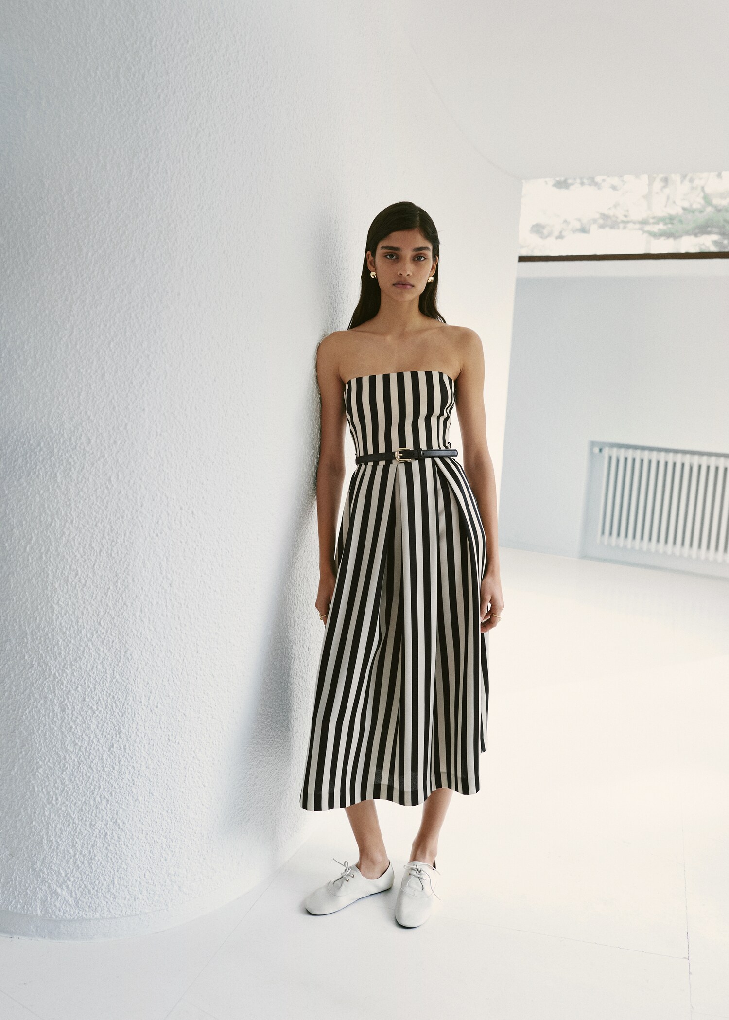 Belt striped dress - General plane