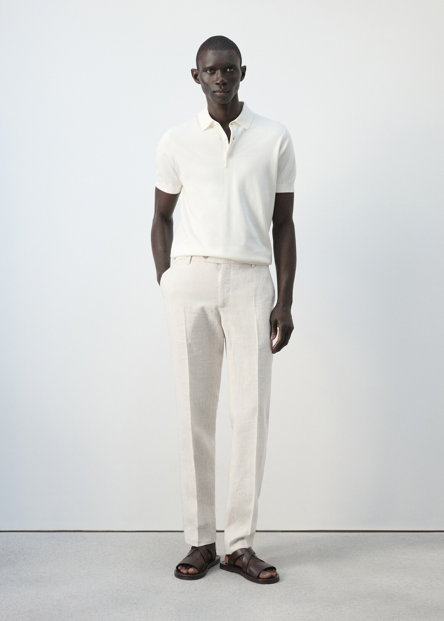 100% linen regular-fit trousers - General plane