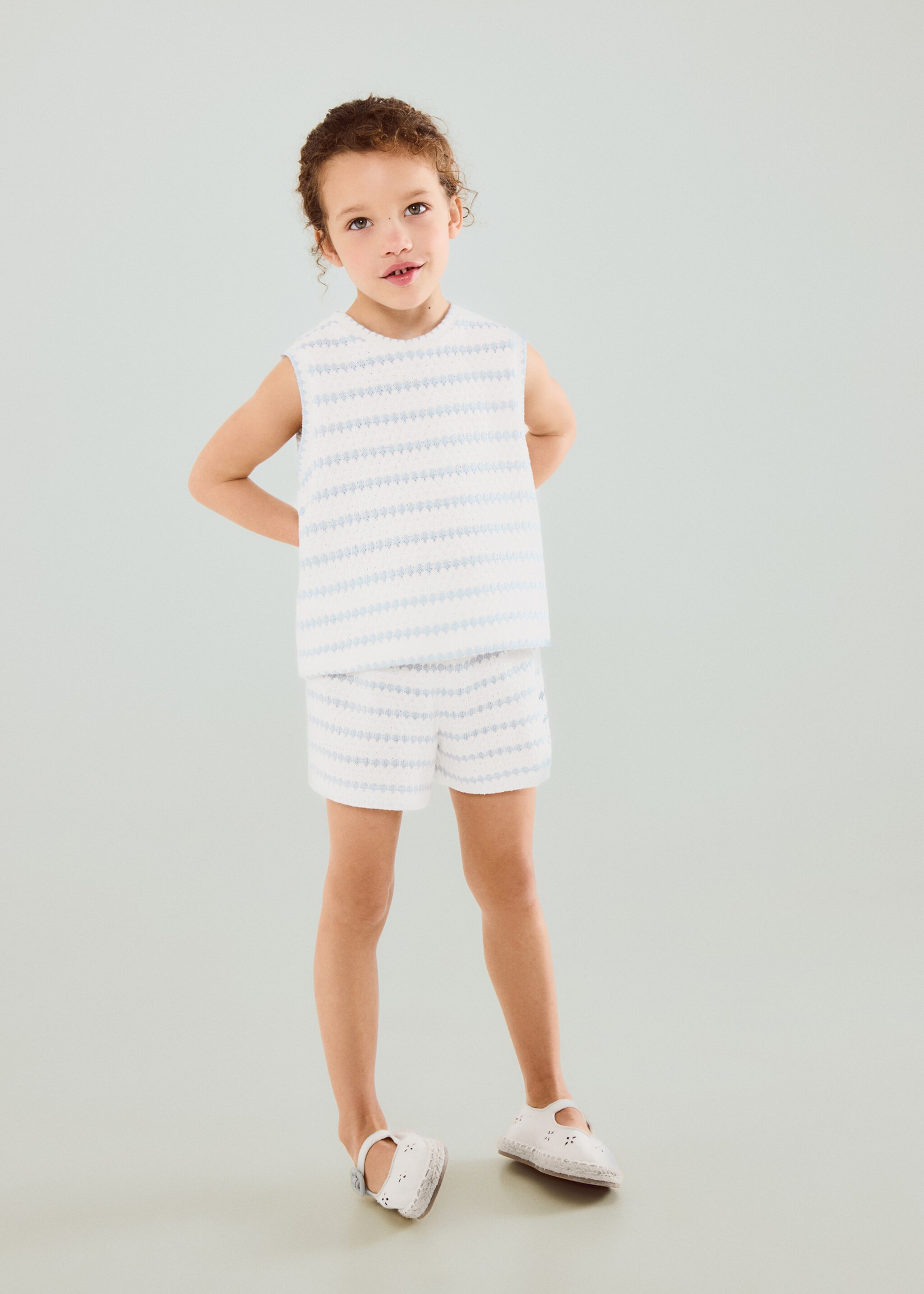 Two-tone knitted top - General plane, Sky Blue. Ref: 27006756-00.