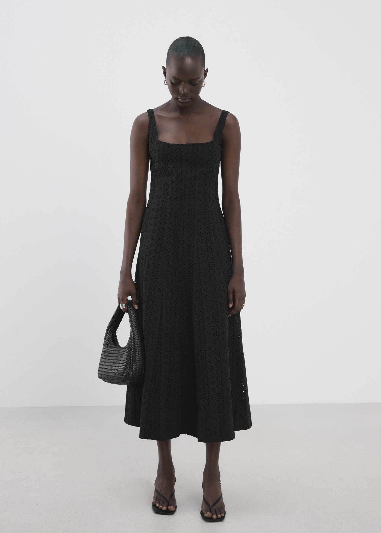 Embroidered cutwork A-line dress - General plane