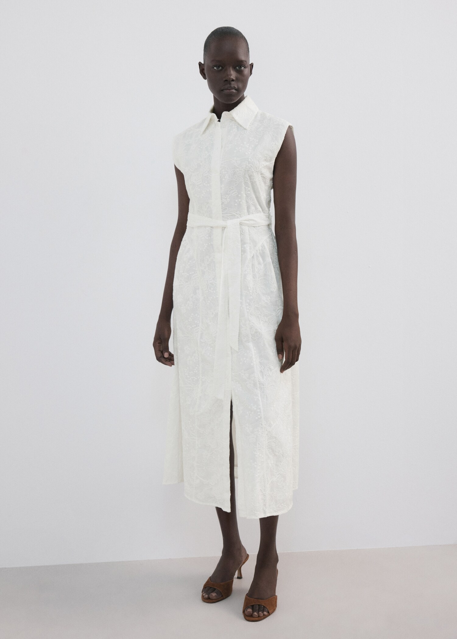 Embroidered belt dress - General plane