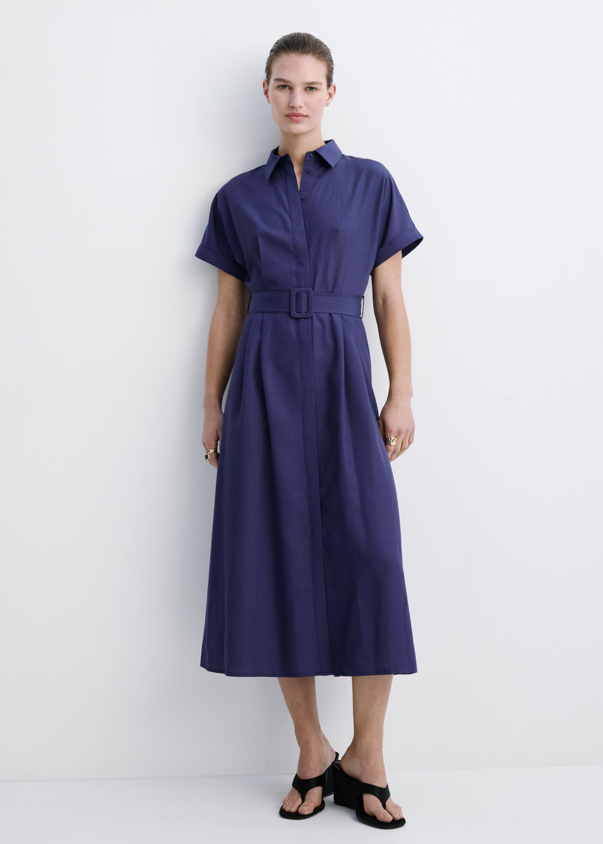 Lyocell belted shirt dress - General plane, Dark Navy. Ref: 27007170-00.