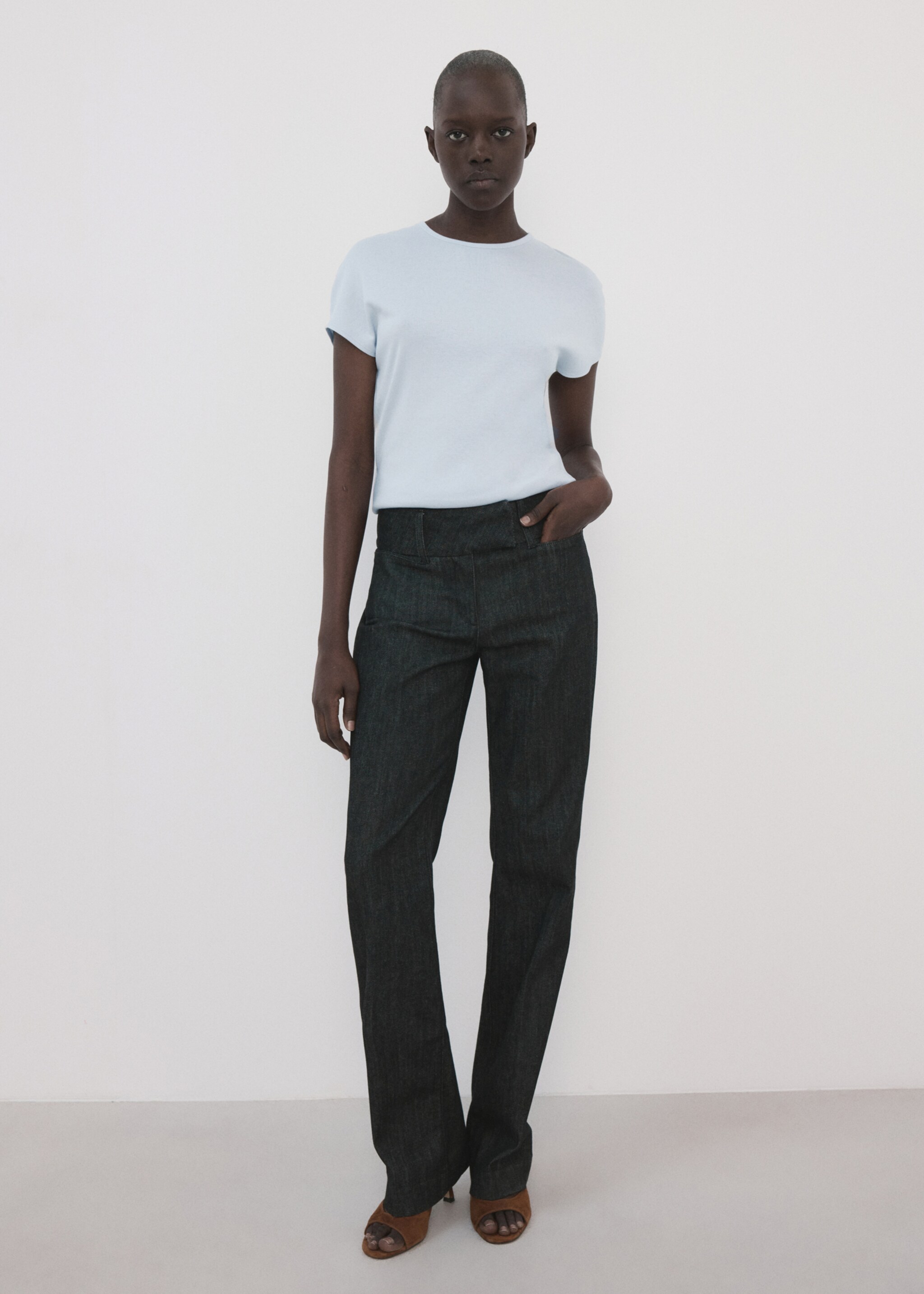 تي شيرت بكم قصير من القطن المختلط - رؤية عامة, أزرق سماوي. Ref: 27007805-00.