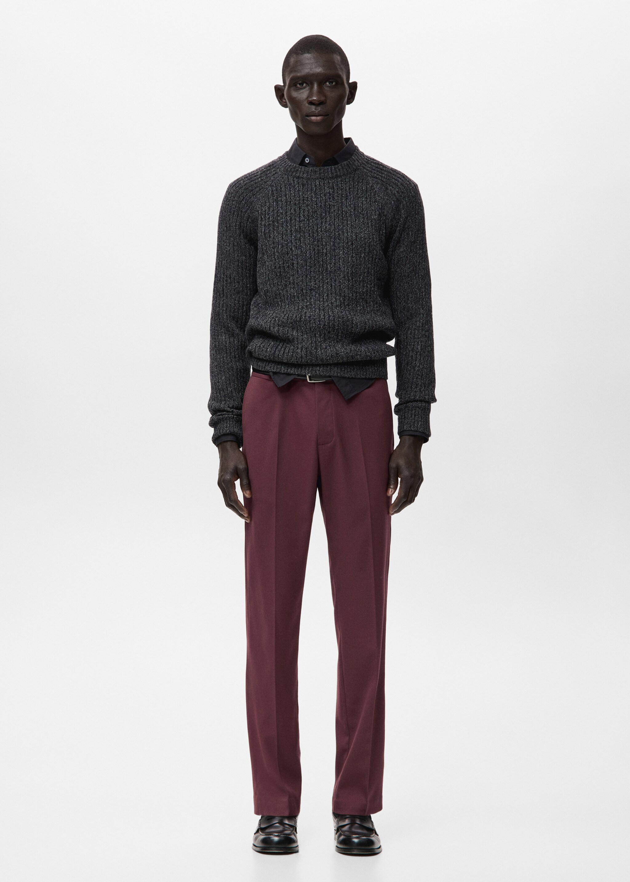 Fluid regular-fit trousers - General plane, Burgundy. Ref: 27011194-00.